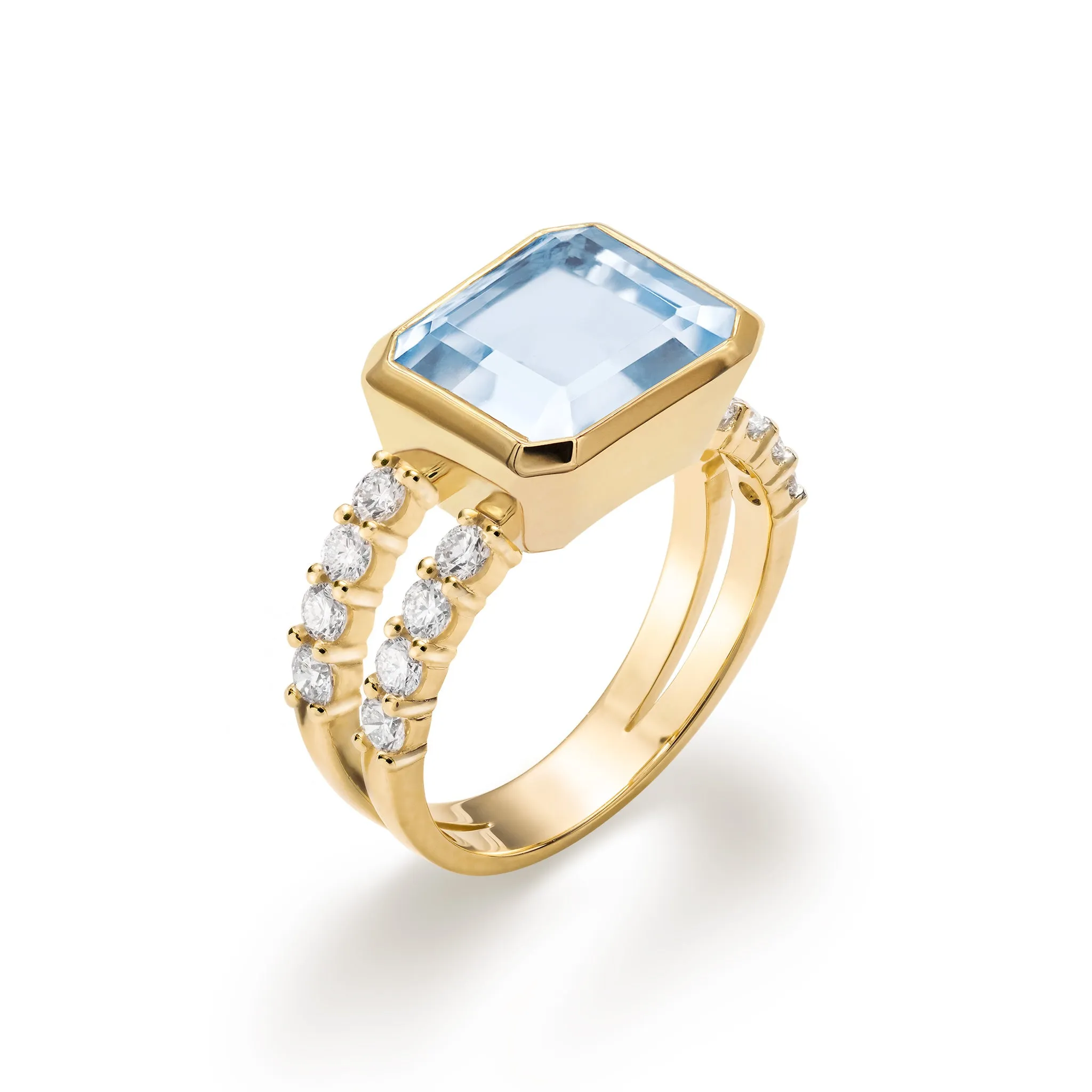 Warren Horizontal Aquamarine Ring with Diamonds in 14k Gold (March) sold by Haverhill product image thumbnail 5