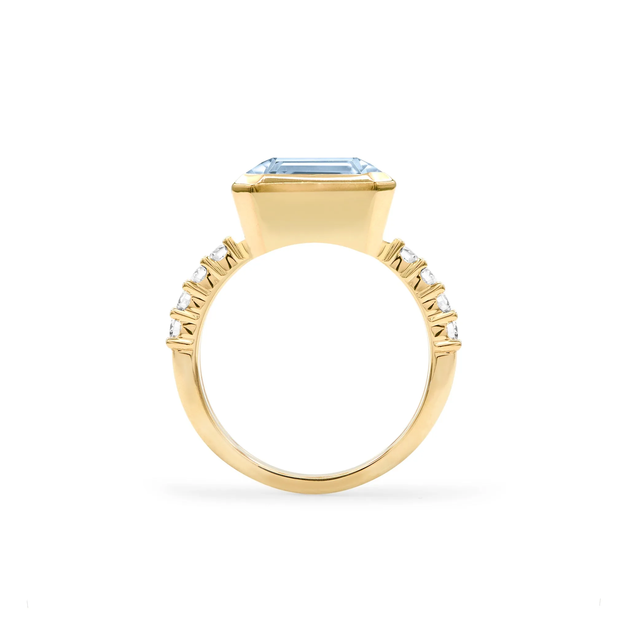 Warren Horizontal Aquamarine Ring with Diamonds in 14k Gold (March) sold by Haverhill product image thumbnail 4