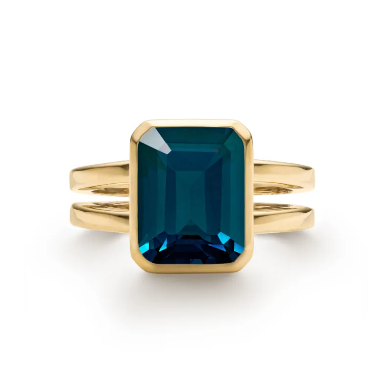 Warren Vertical Atlantic Blue Topaz Ring in 14k Gold (December) sold by Haverhill