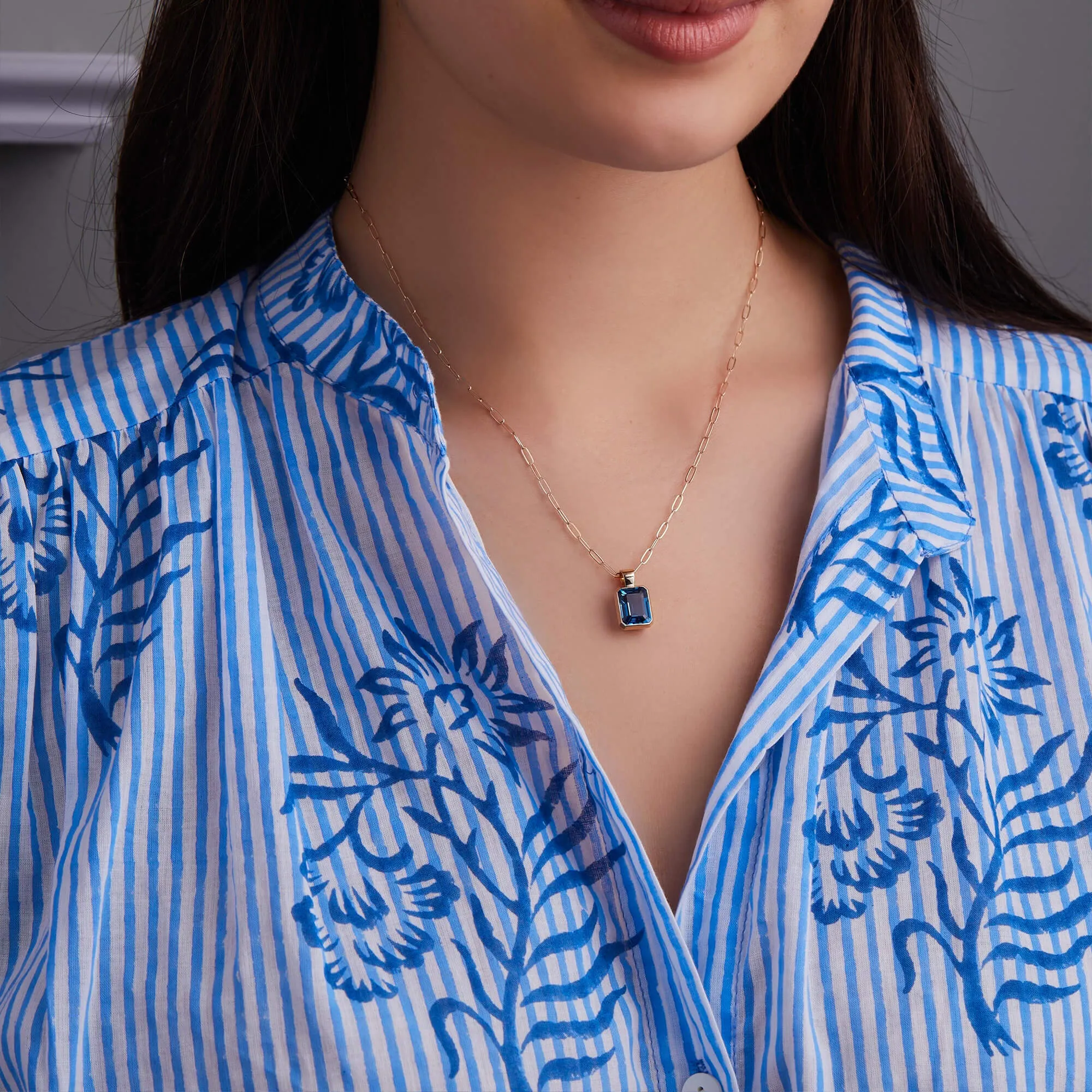 Warren Atlantic Blue Topaz Pendant in 14k Gold (December) sold by Haverhill product image thumbnail 2