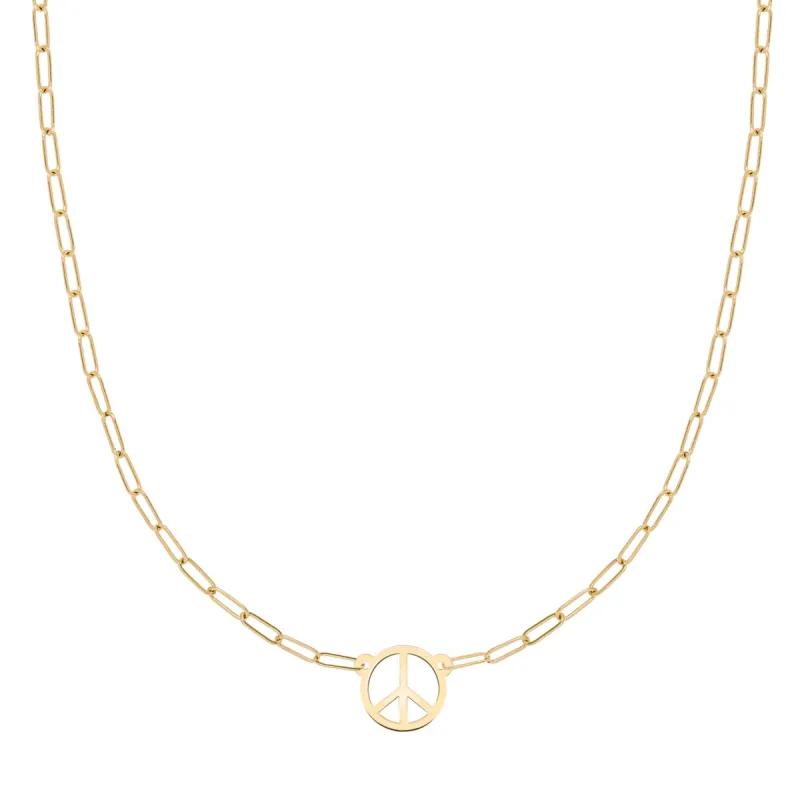 Small Peace Sign Adelaide Mini Necklace in 14k Gold sold by Haverhill