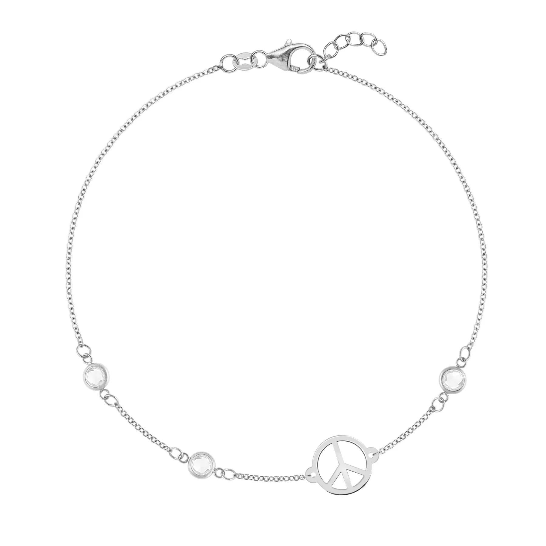 Peace Sign & 3 Birthstone Bracelet in 14k Gold sold by Haverhill product image thumbnail 5