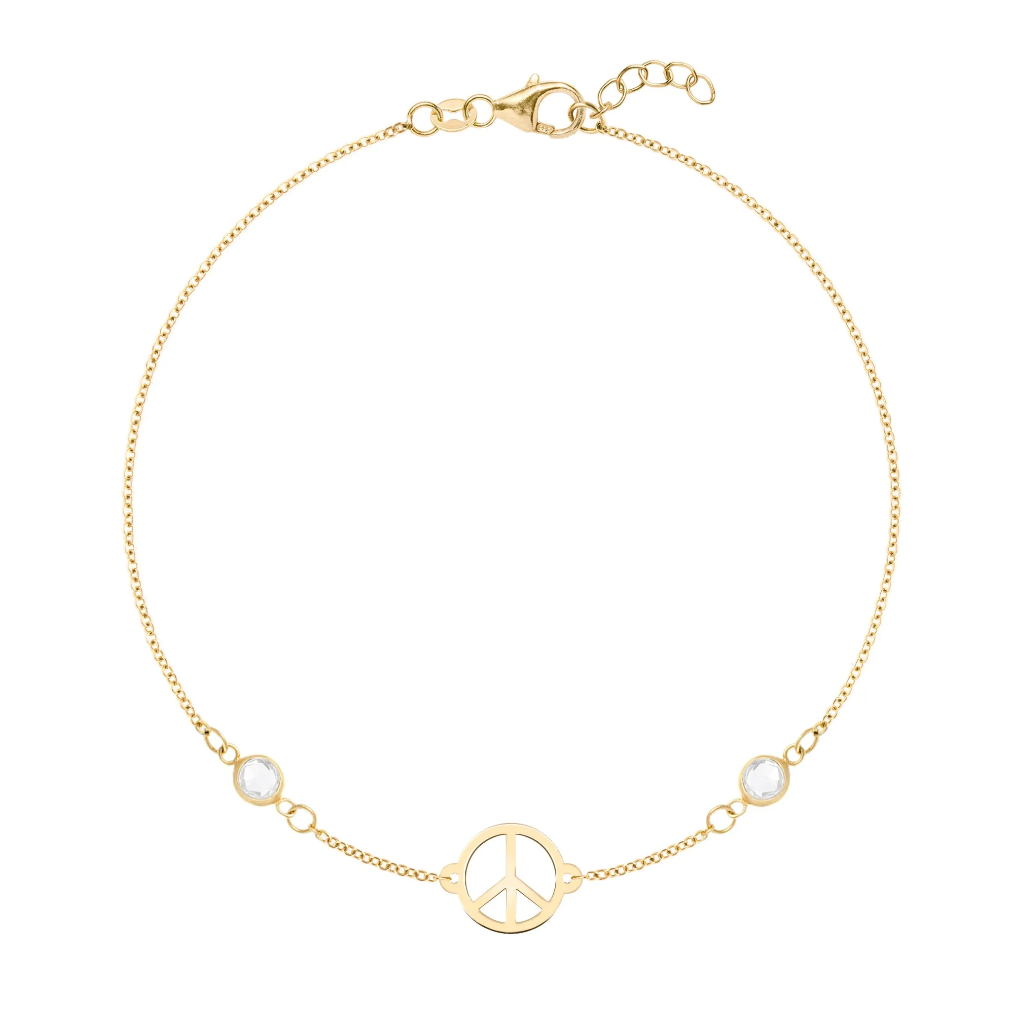 Peace Sign & 2 Birthstone Bracelet in 14k Gold sold by Haverhill