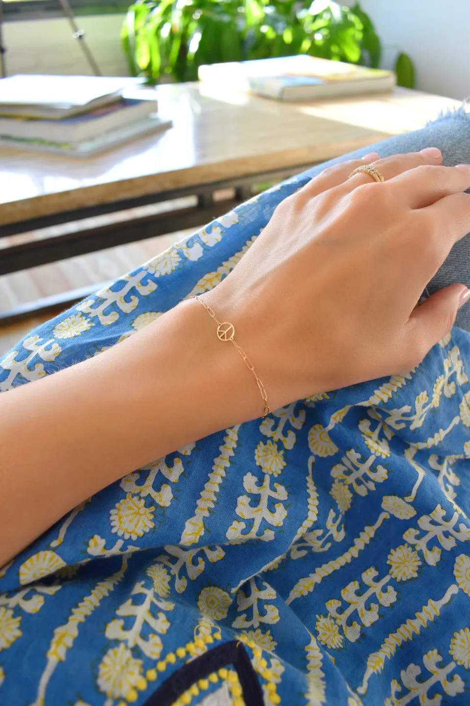 Peace Sign Adelaide Mini Bracelet in 14k Gold sold by Haverhill product image thumbnail 2