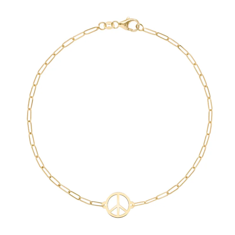 Peace Sign Adelaide Mini Bracelet in 14k Gold sold by Haverhill