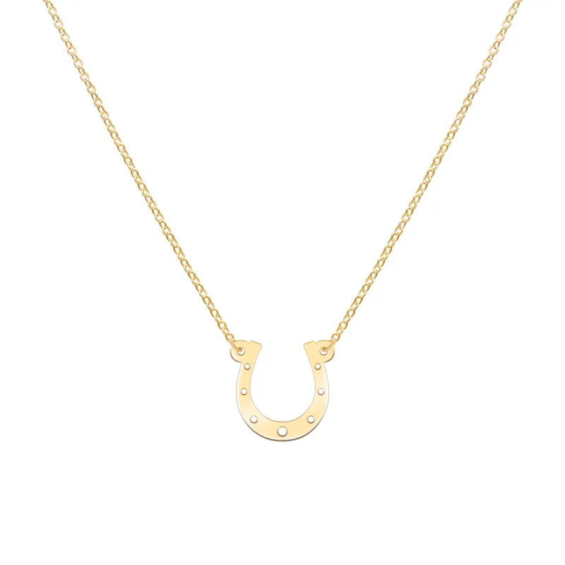 Large Flat Horseshoe Necklace in 14k Gold sold by Haverhill