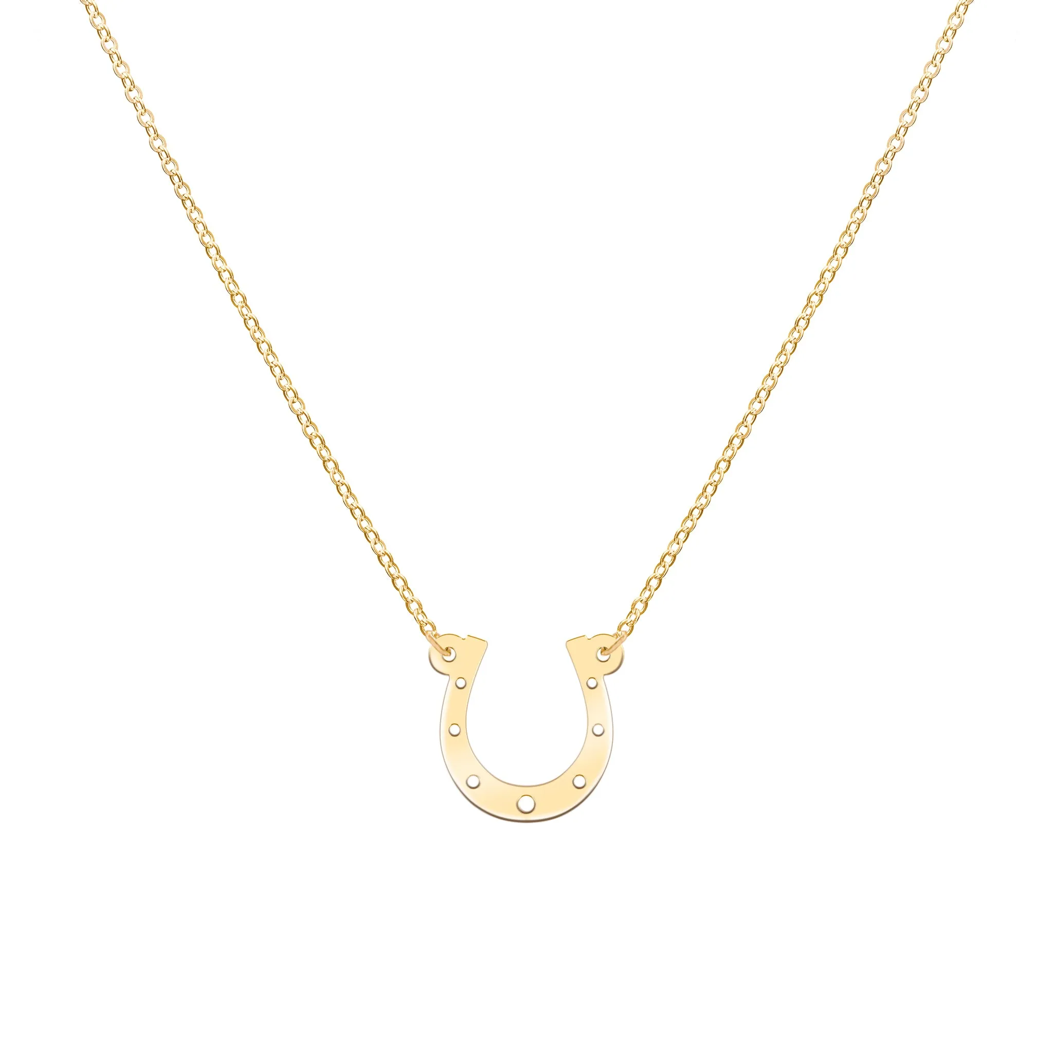 Large Flat Horseshoe Necklace in 14k Gold sold by Haverhill