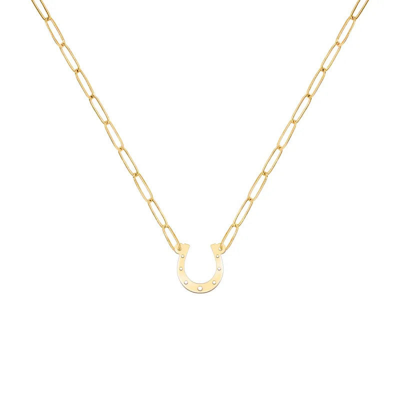 Small Horseshoe Adelaide Mini Necklace in 14k Gold sold by Haverhill