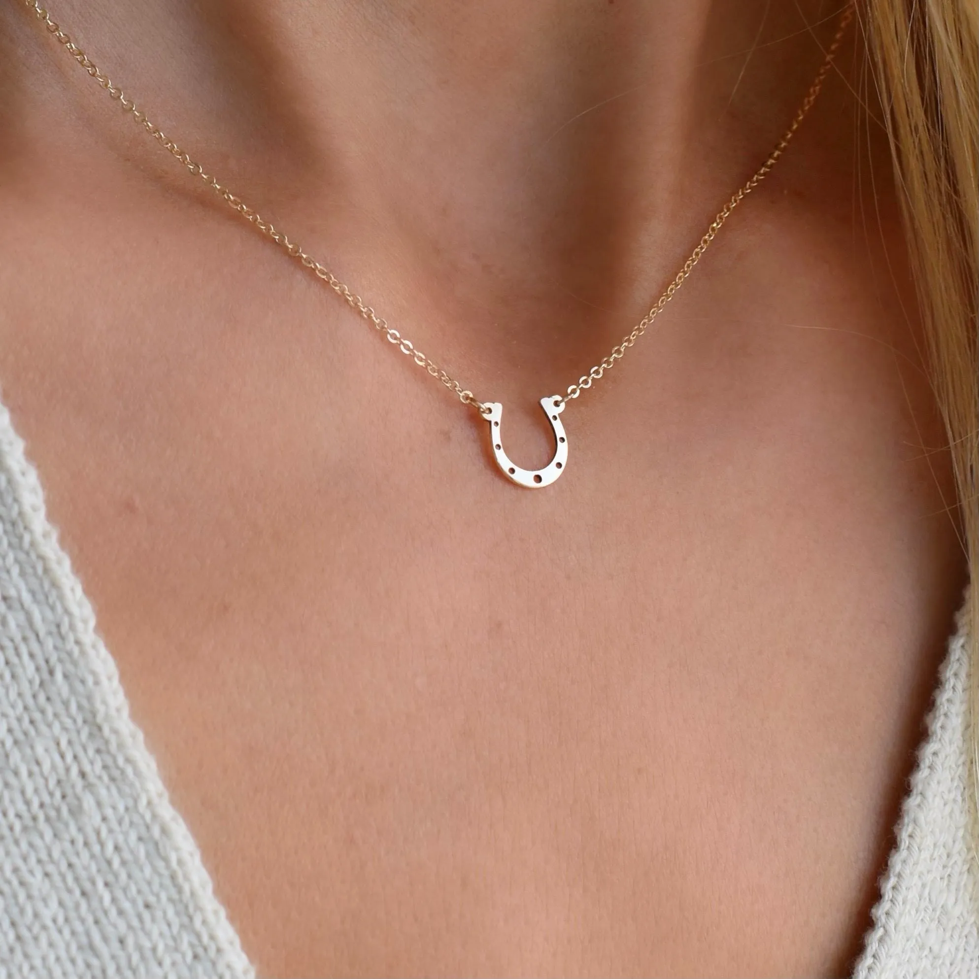 Small Flat Horseshoe Necklace in 14k Gold sold by Haverhill product image thumbnail 3