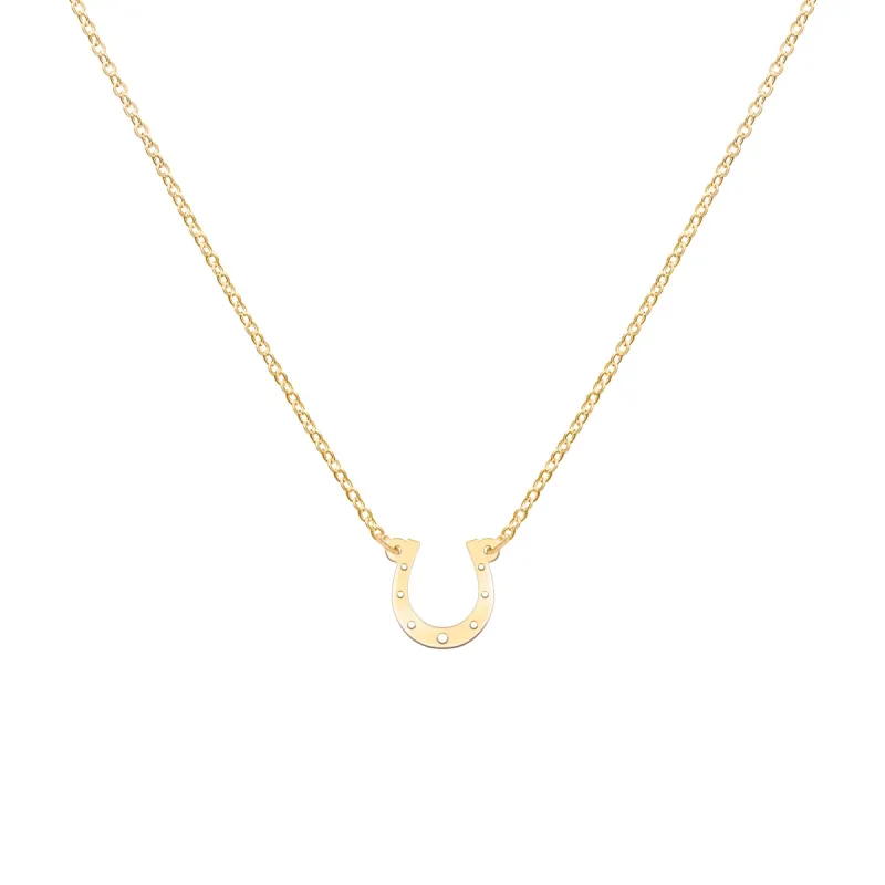 Small Flat Horseshoe Necklace in 14k Gold sold by Haverhill