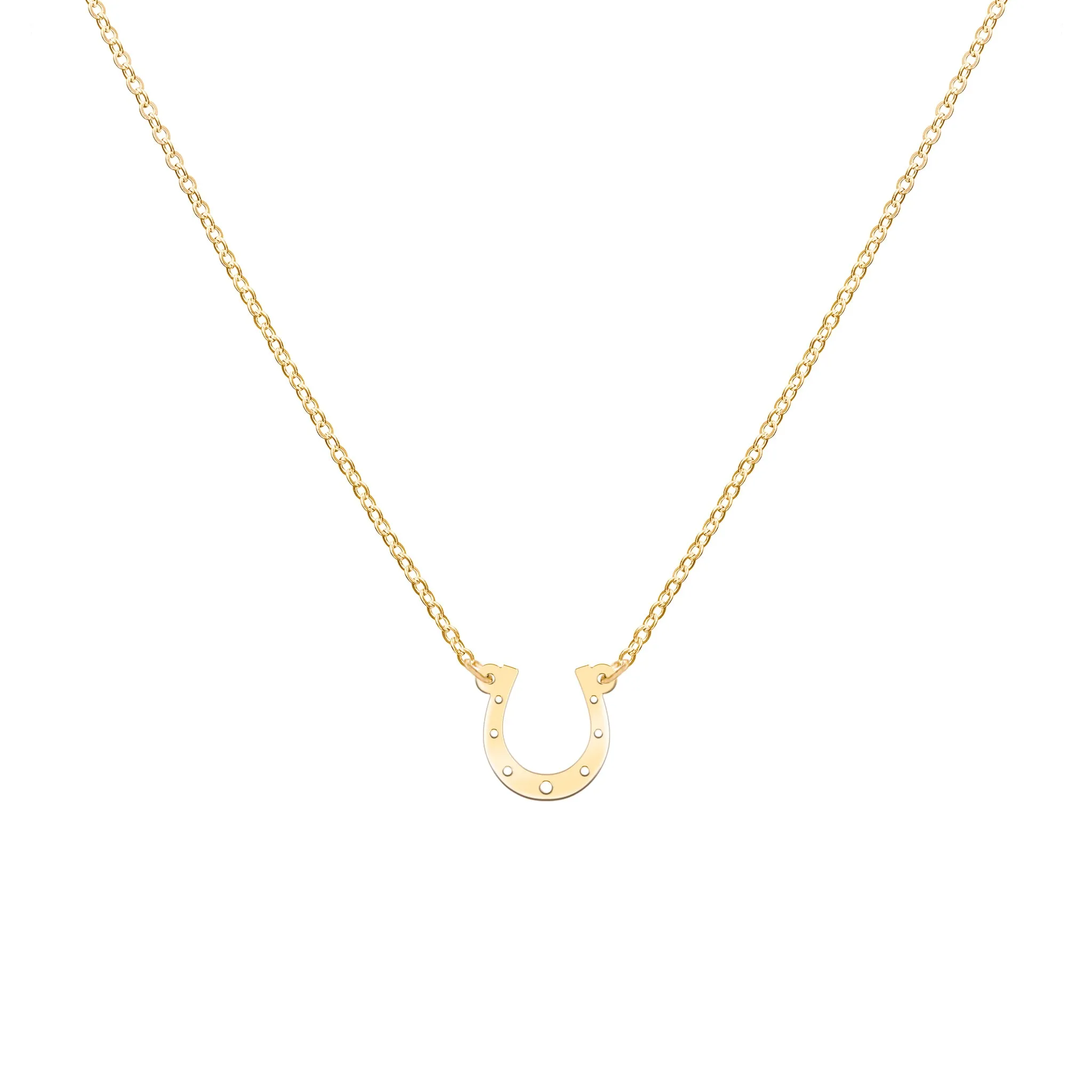 Small Flat Horseshoe Necklace in 14k Gold sold by Haverhill