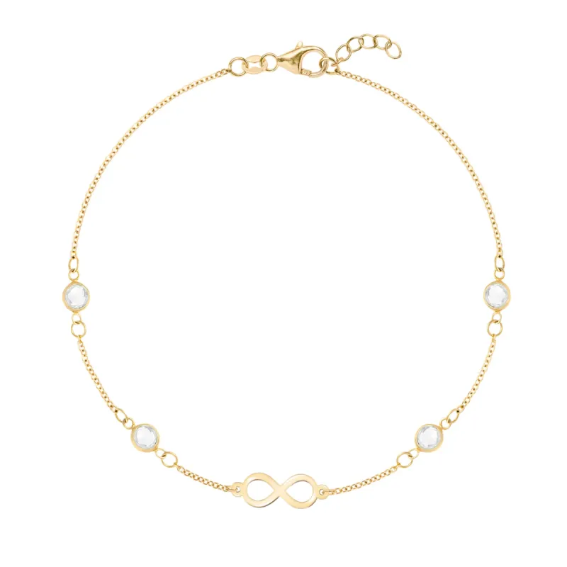 Infinity & Petite 4 Birthstone Bracelet in 14k Gold sold by Haverhill