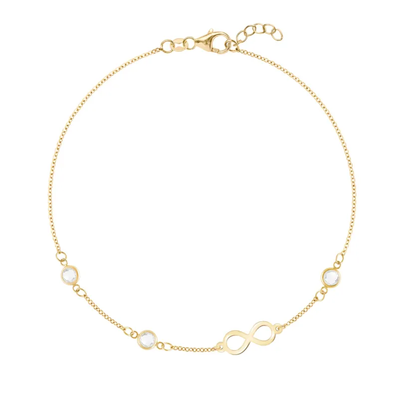 Infinity & Petite 3 Birthstone Bracelet in 14k Gold sold by Haverhill