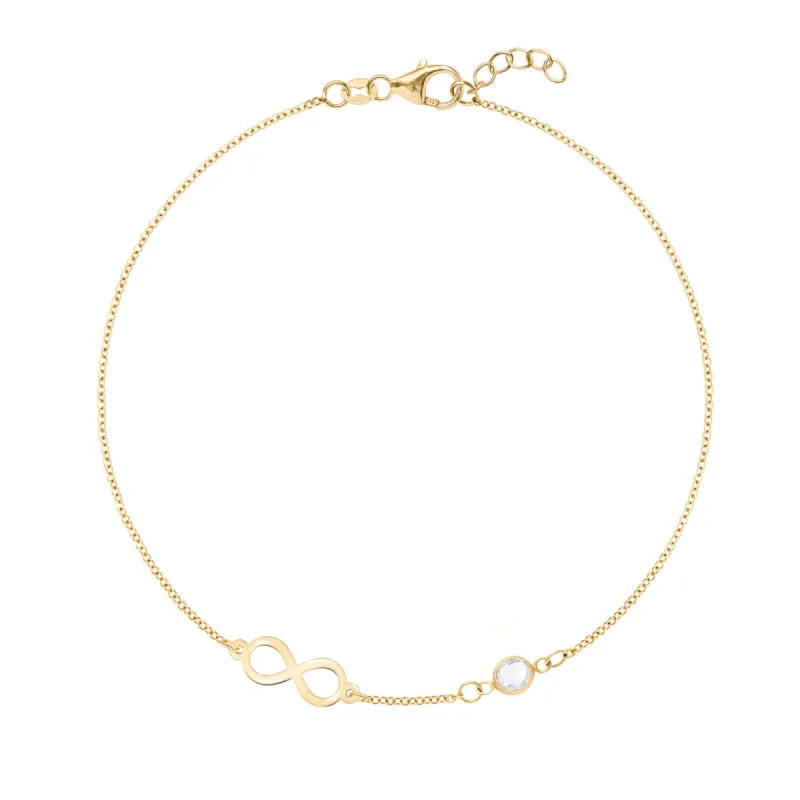 Infinity & Petite 1 Birthstone Bracelet in 14k Gold sold by Haverhill