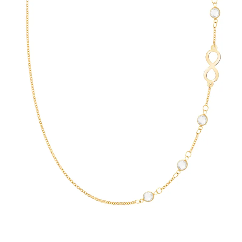 Infinity & Petite 4 Birthstone Necklace in 14k Gold sold by Haverhill