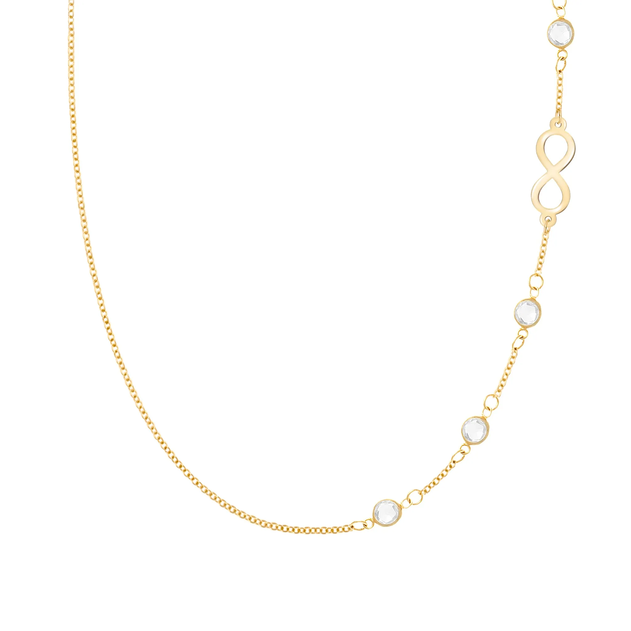 Infinity & Petite 4 Birthstone Necklace in 14k Gold sold by Haverhill