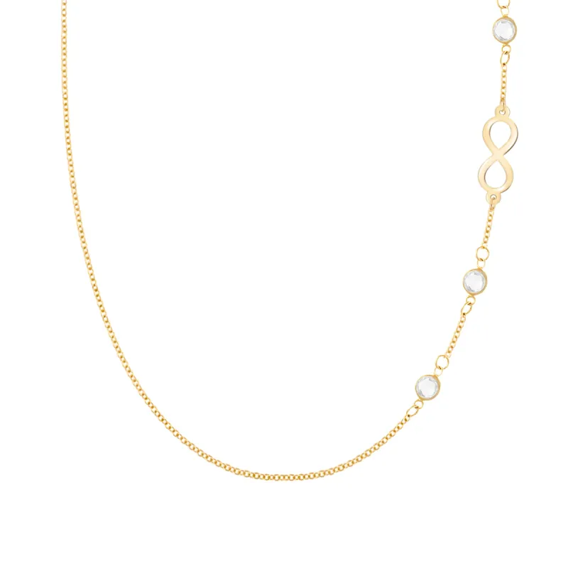 Infinity & Petite 3 Birthstone Necklace in 14k Gold sold by Haverhill