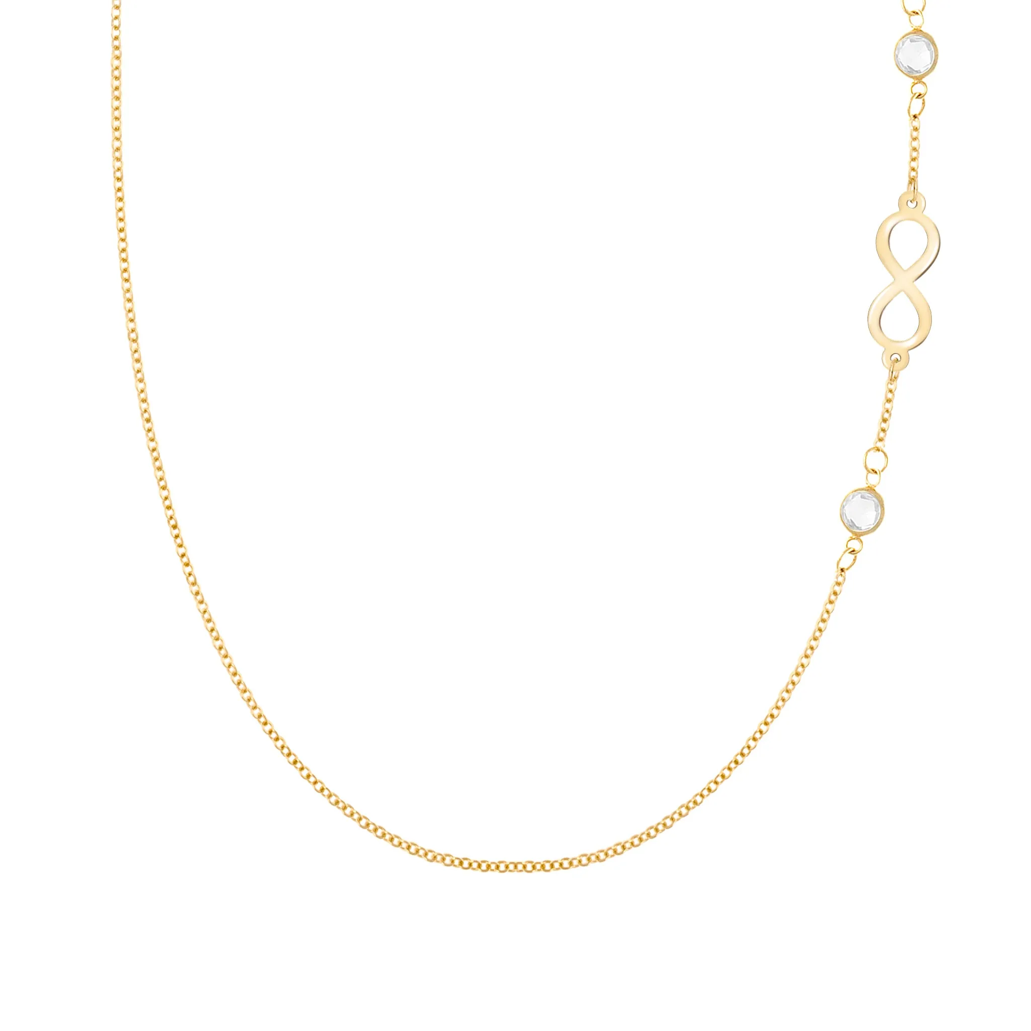 Infinity & Petite 2 Birthstone Necklace in 14k Gold sold by Haverhill