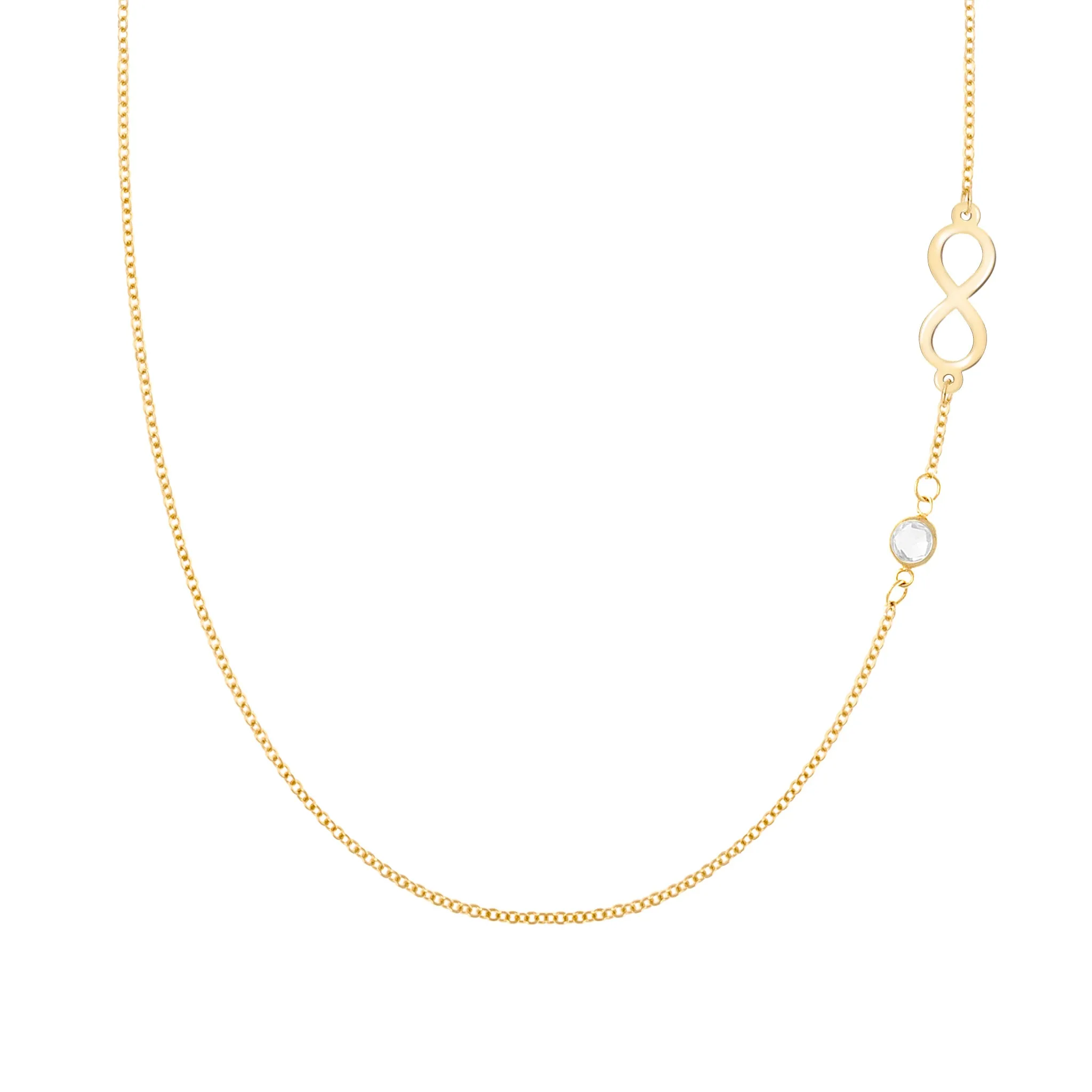 Infinity & Petite 1 Birthstone Necklace in 14k Gold sold by Haverhill
