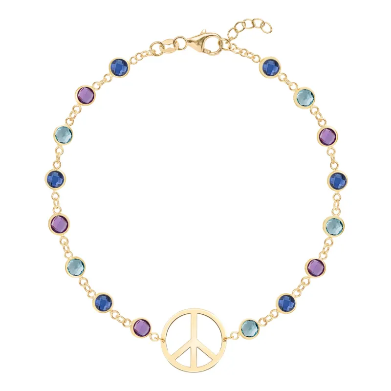 Hope Large Peace Sign Newport Bracelet in 14k Gold sold by Haverhill