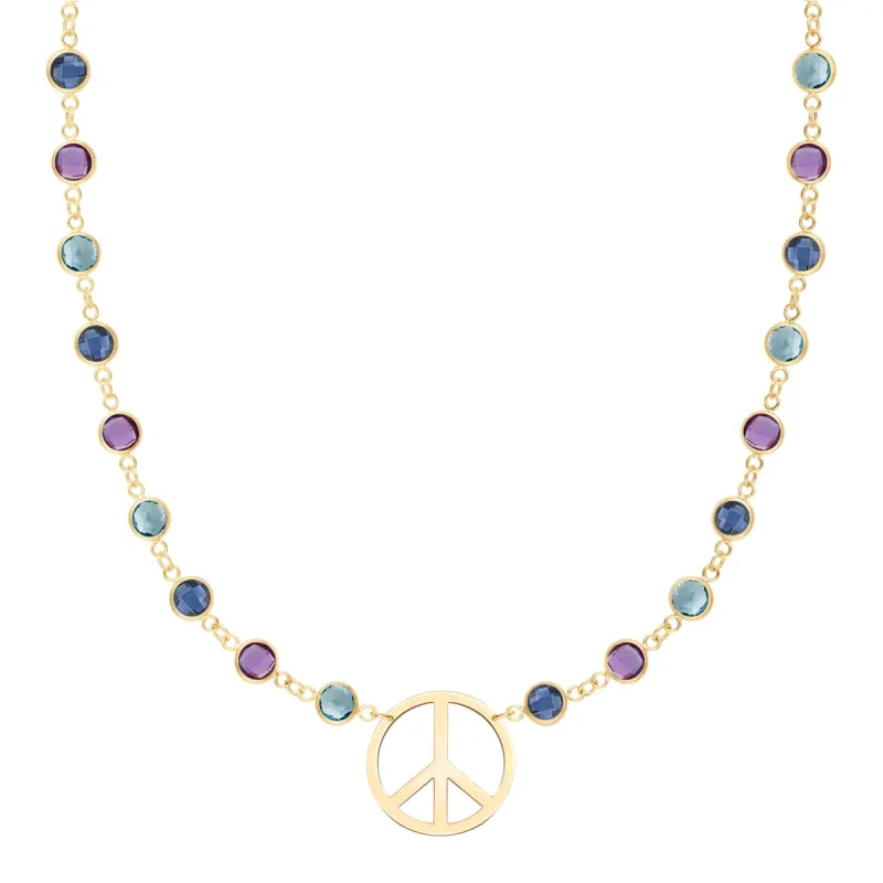 Hope Large Peace Sign Newport Necklace in 14k Gold sold by Haverhill