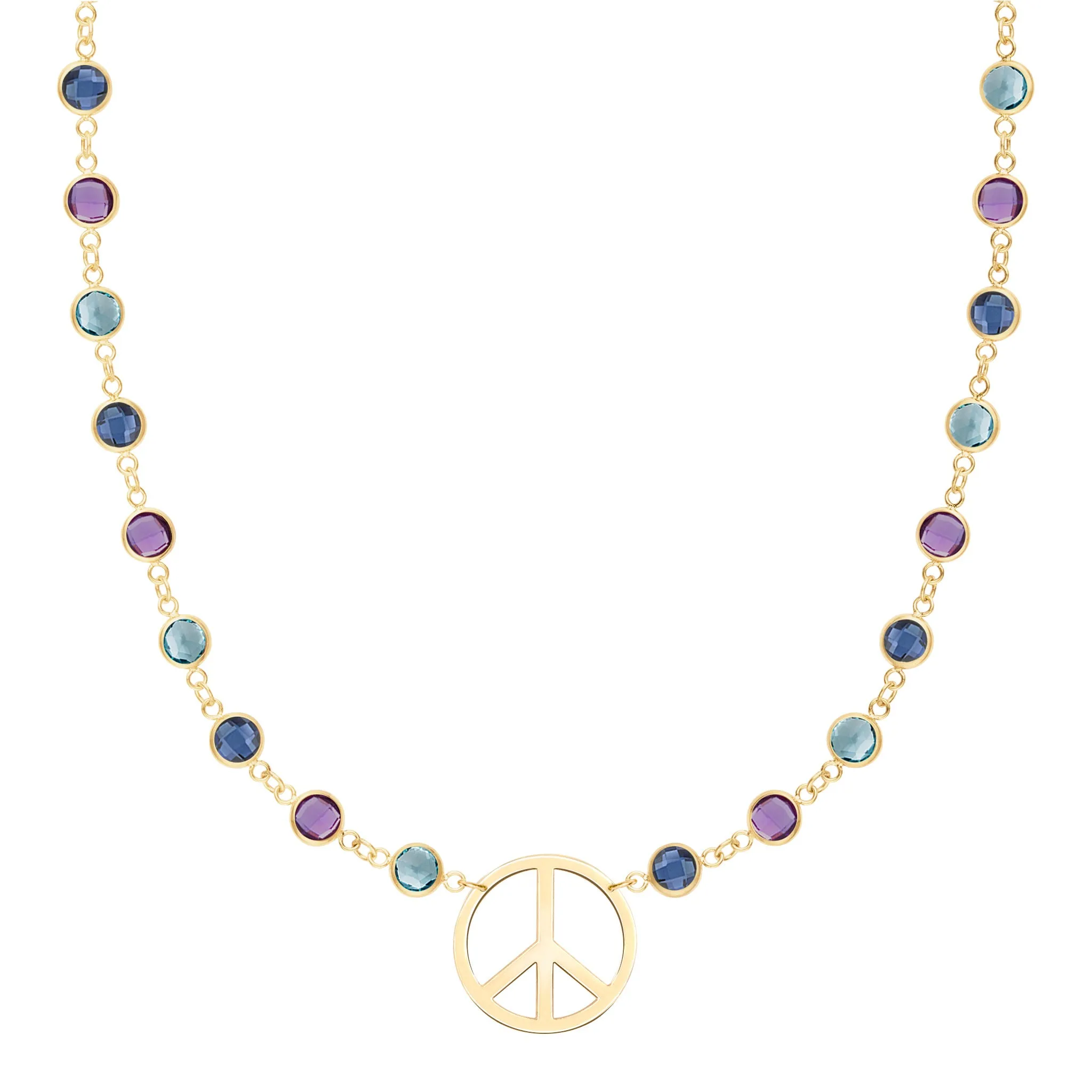 Hope Large Peace Sign Newport Necklace in 14k Gold sold by Haverhill