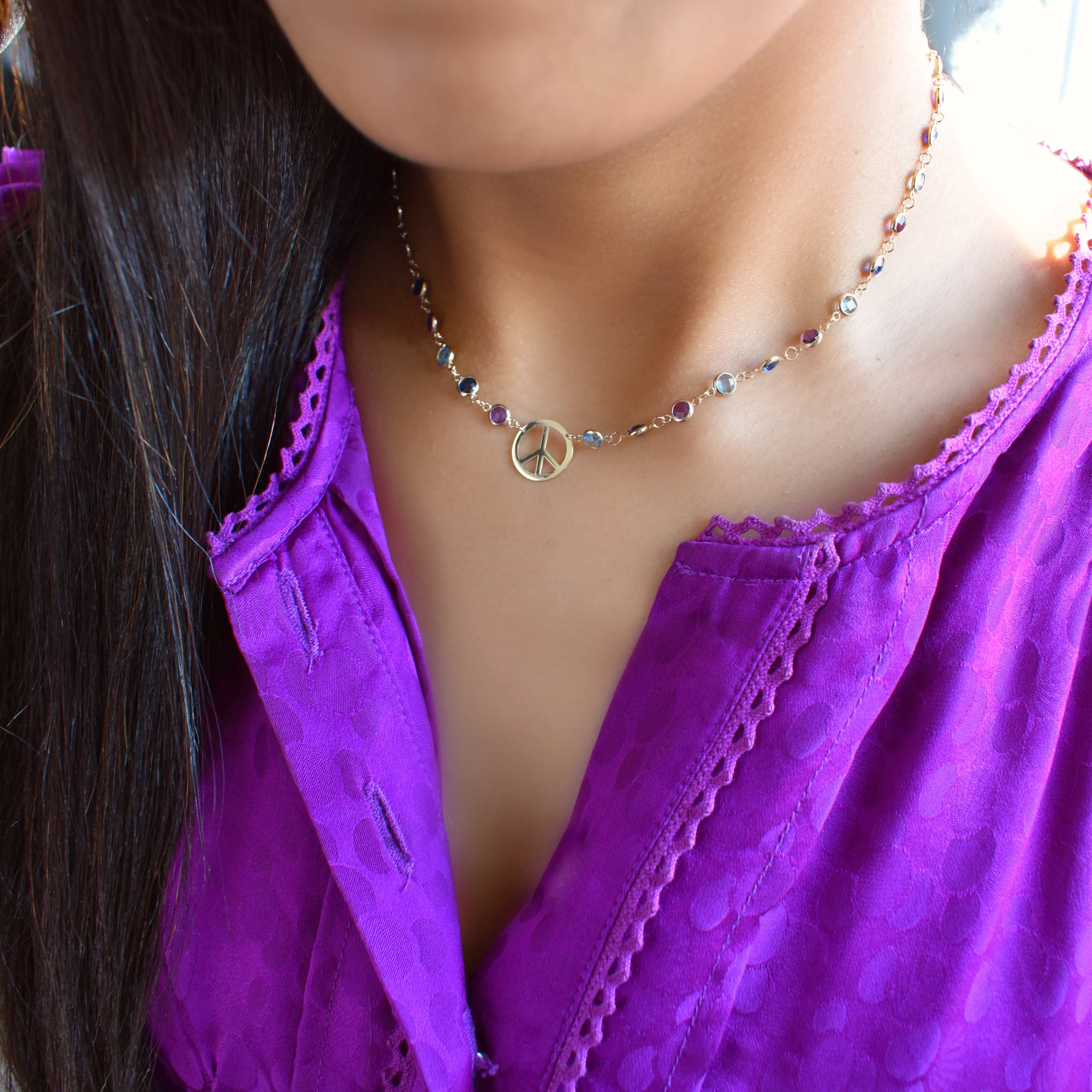 Hope Large Peace Sign Newport Necklace in 14k Gold sold by Haverhill product image thumbnail 2