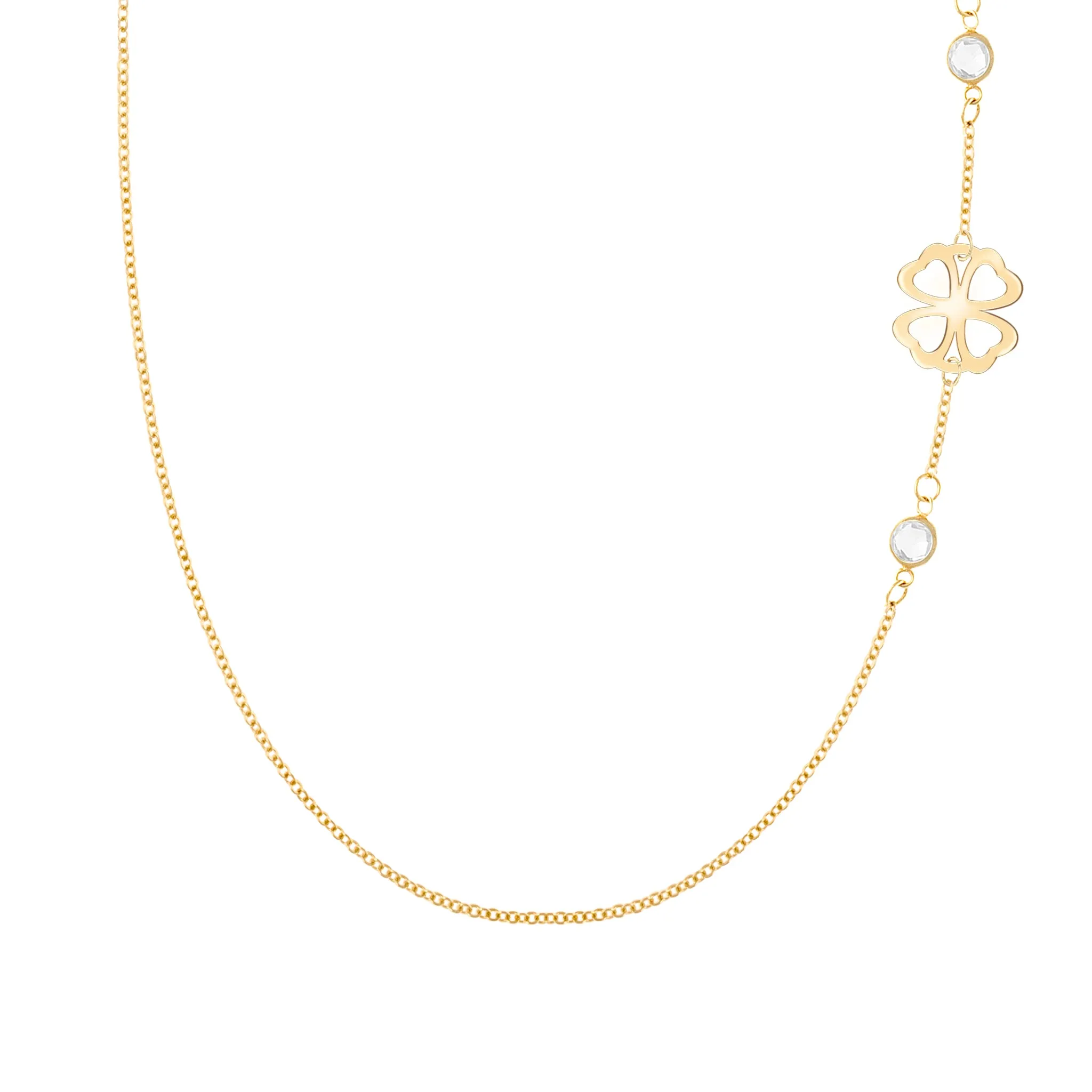 Clover & Petite 2 Birthstone Necklace in 14k Gold sold by Haverhill