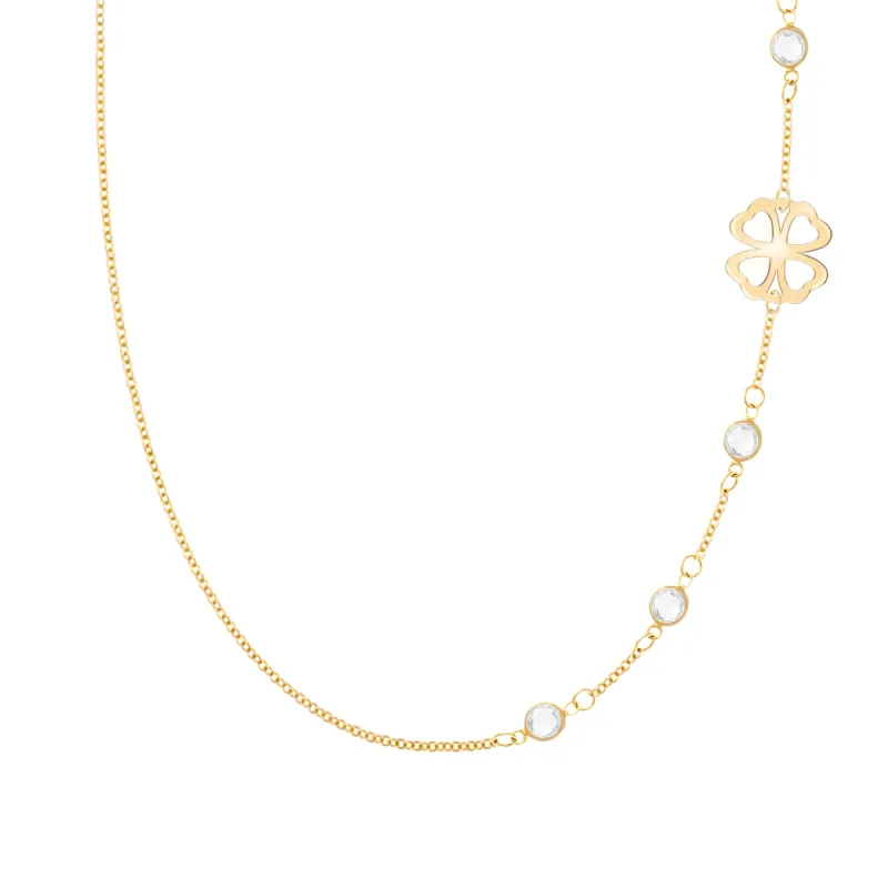 Clover & Petite 4 Birthstone Necklace in 14k Gold sold by Haverhill