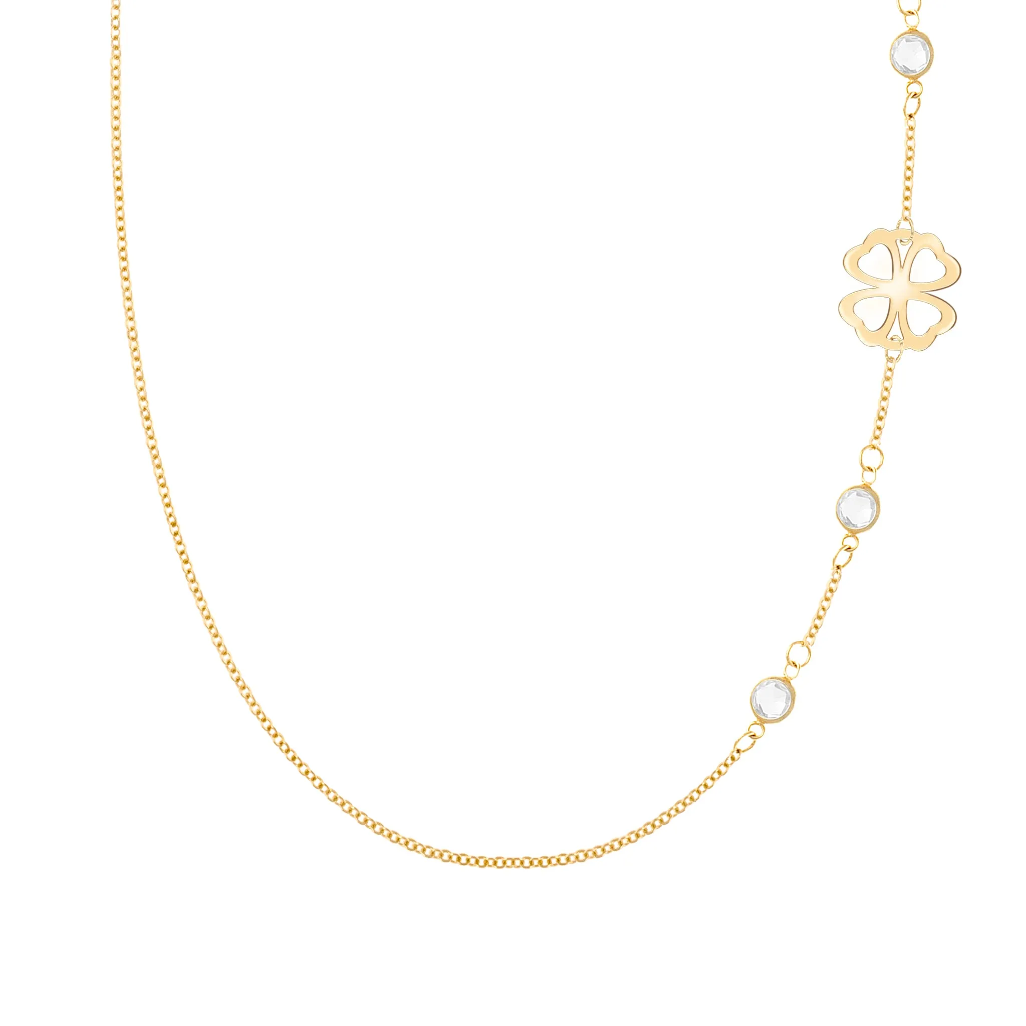 Clover & Petite 3 Birthstone Necklace in 14k Gold sold by Haverhill