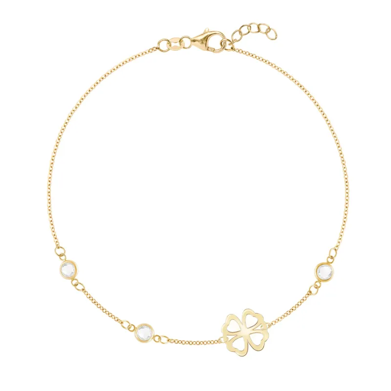 Clover & Petite 3 Birthstone Bracelet in 14k Gold sold by Haverhill