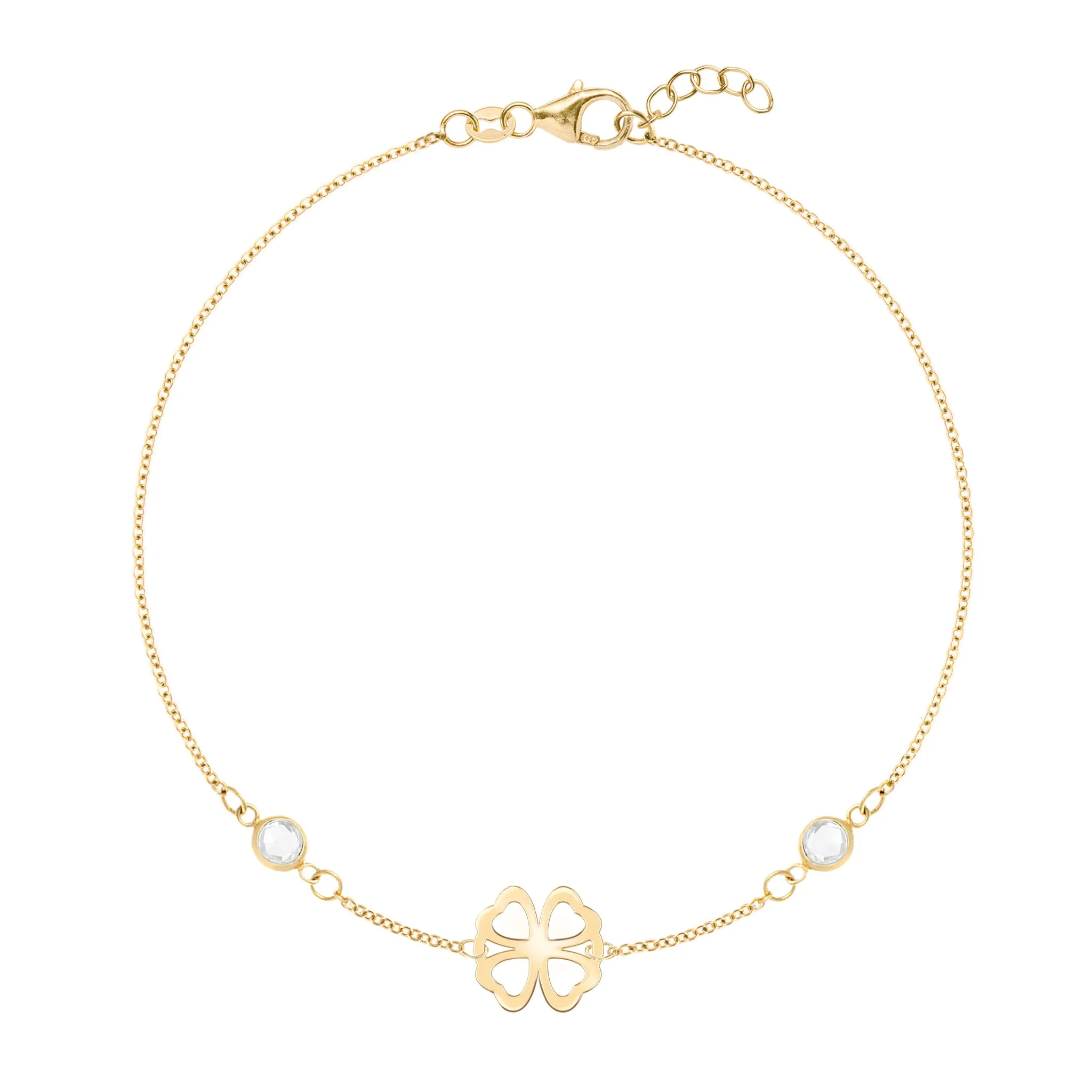 Clover & Petite 2 Birthstone Bracelet in 14k Gold sold by Haverhill