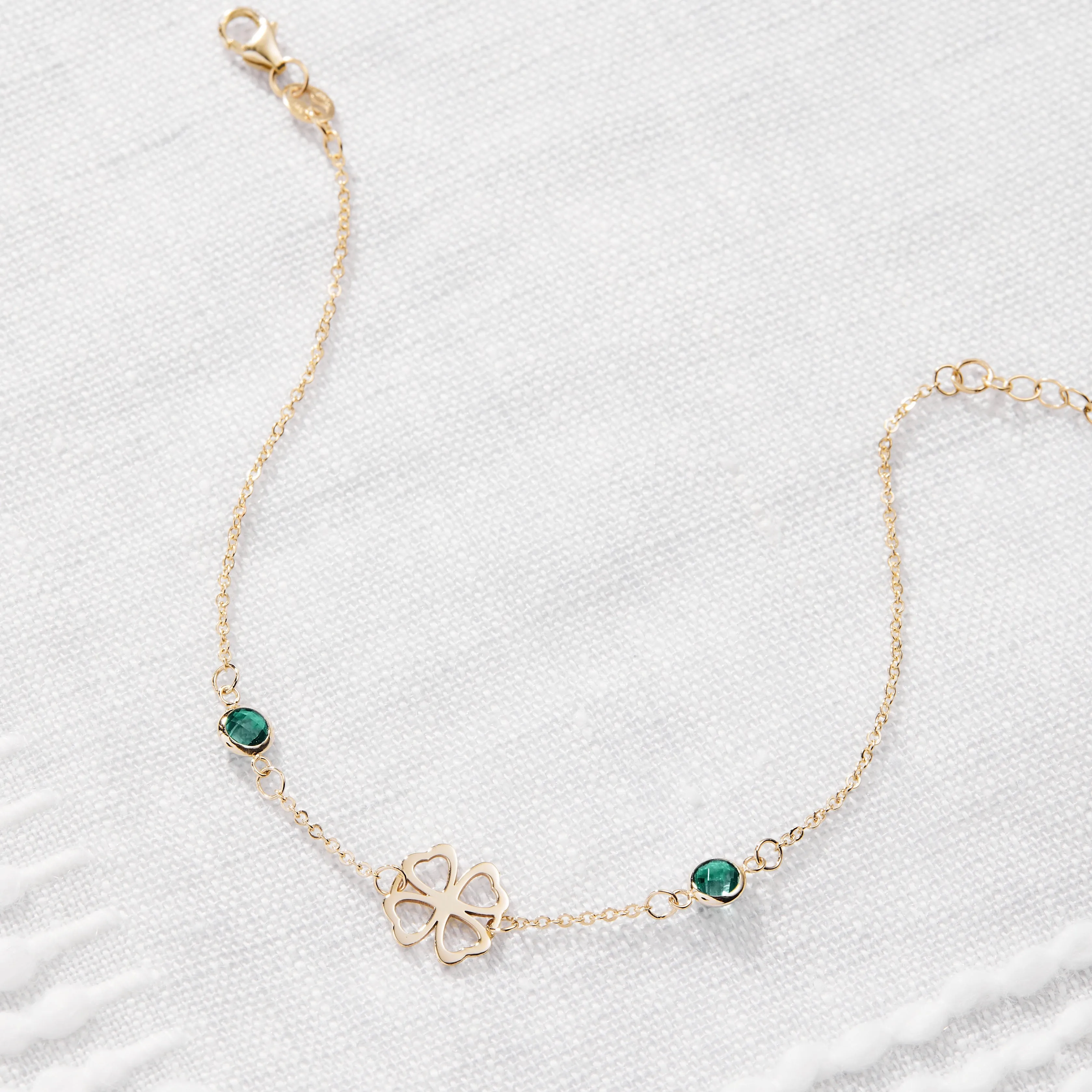 Clover & Petite 2 Birthstone Bracelet in 14k Gold sold by Haverhill product image thumbnail 3