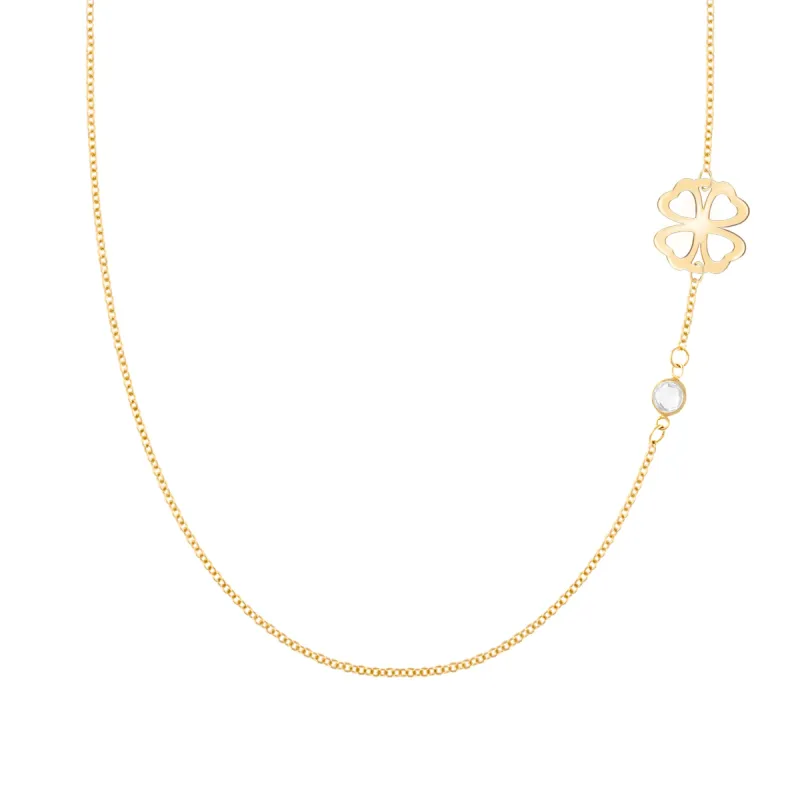 Clover & Petite 1 Birthstone Necklace in 14k Gold sold by Haverhill