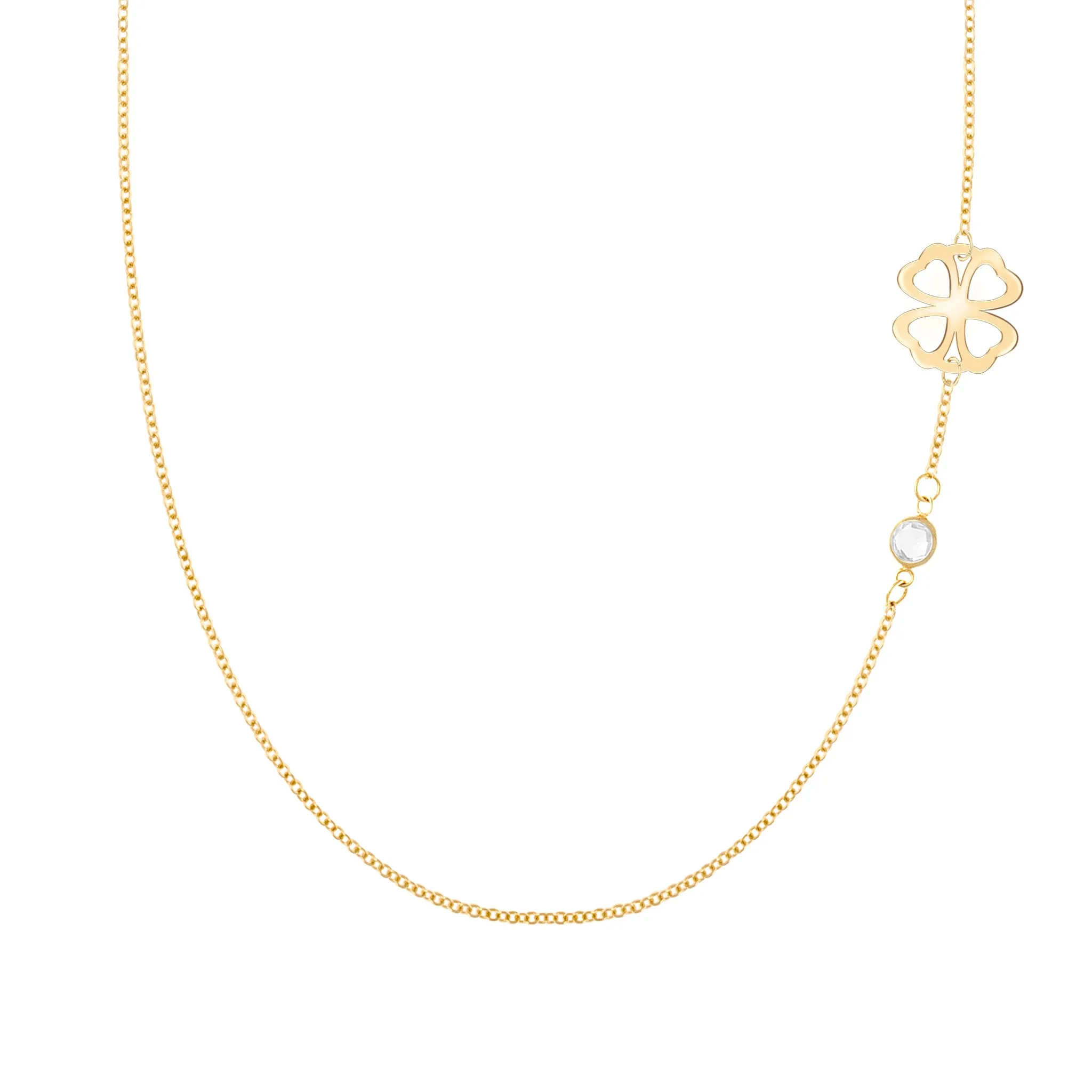 Clover & Petite 1 Birthstone Necklace in 14k Gold sold by Haverhill