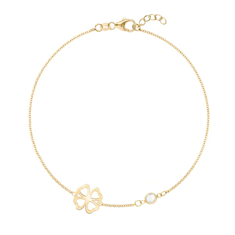 Clover & Petite 1 Birthstone Bracelet in 14k Gold sold by Haverhill