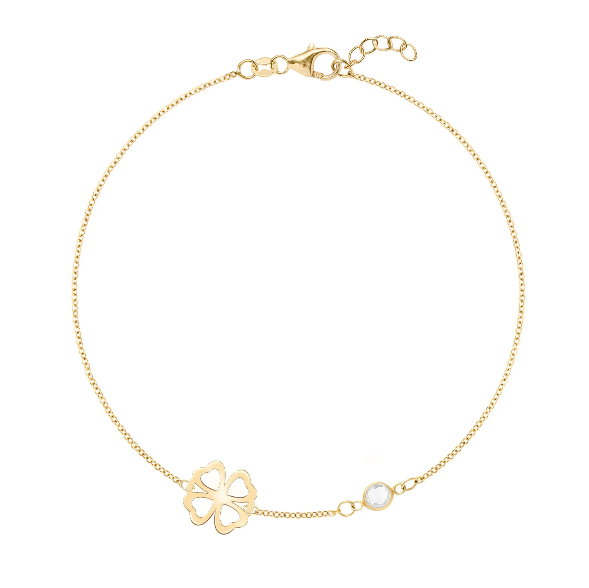 Clover & Petite 1 Birthstone Bracelet in 14k Gold sold by Haverhill
