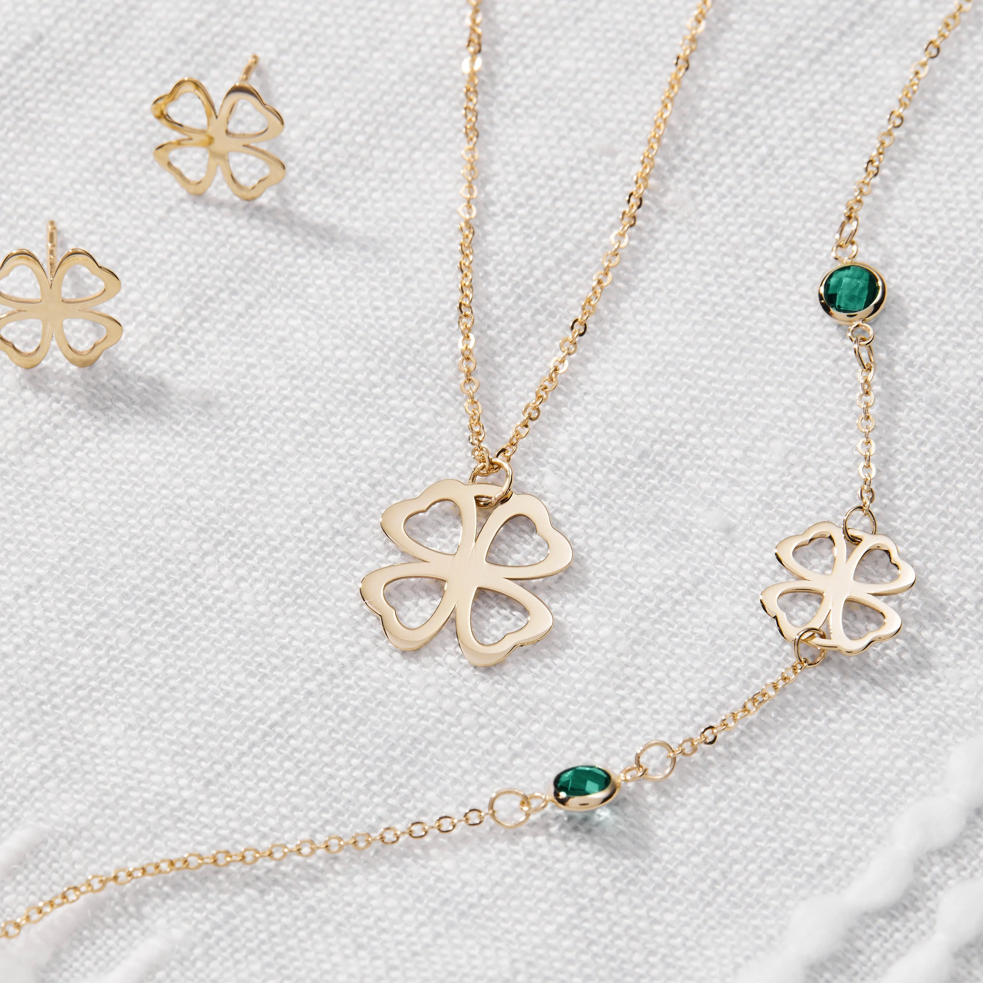 Flat Clover Pendant with Classic Chain in 14k Gold sold by Haverhill product image thumbnail 3