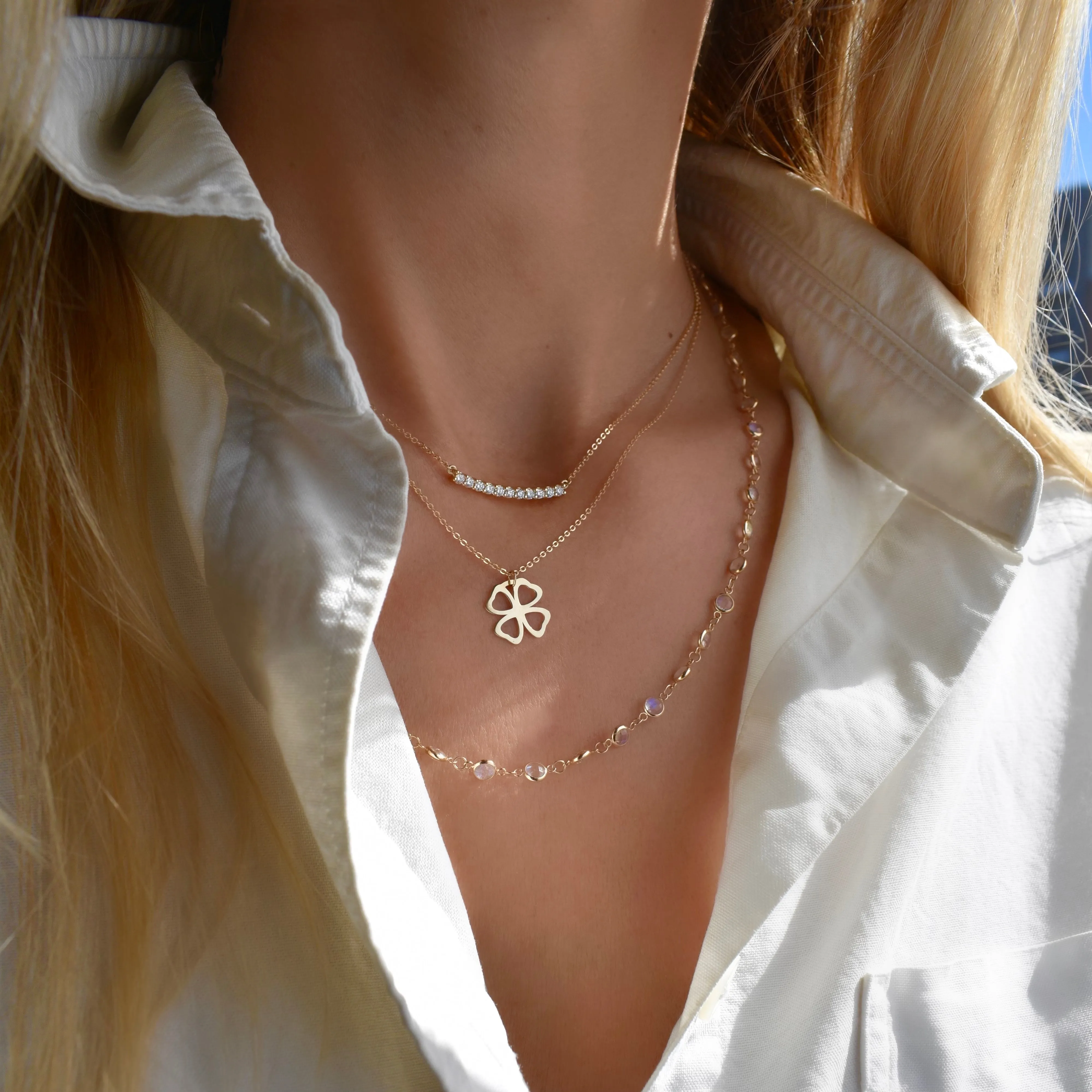 Flat Clover Pendant with Classic Chain in 14k Gold sold by Haverhill product image thumbnail 2