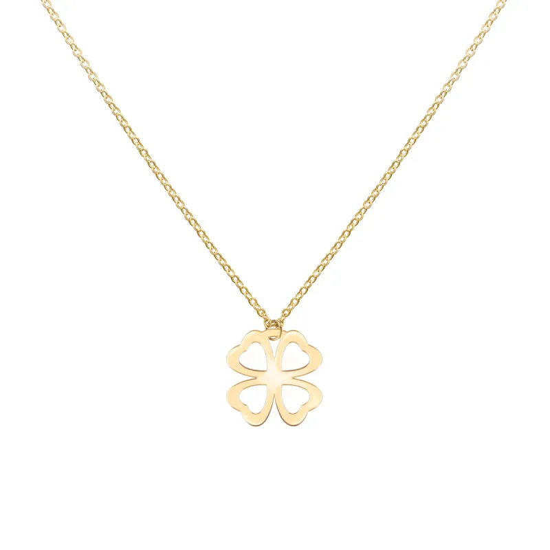 Flat Clover Pendant with Classic Chain in 14k Gold sold by Haverhill
