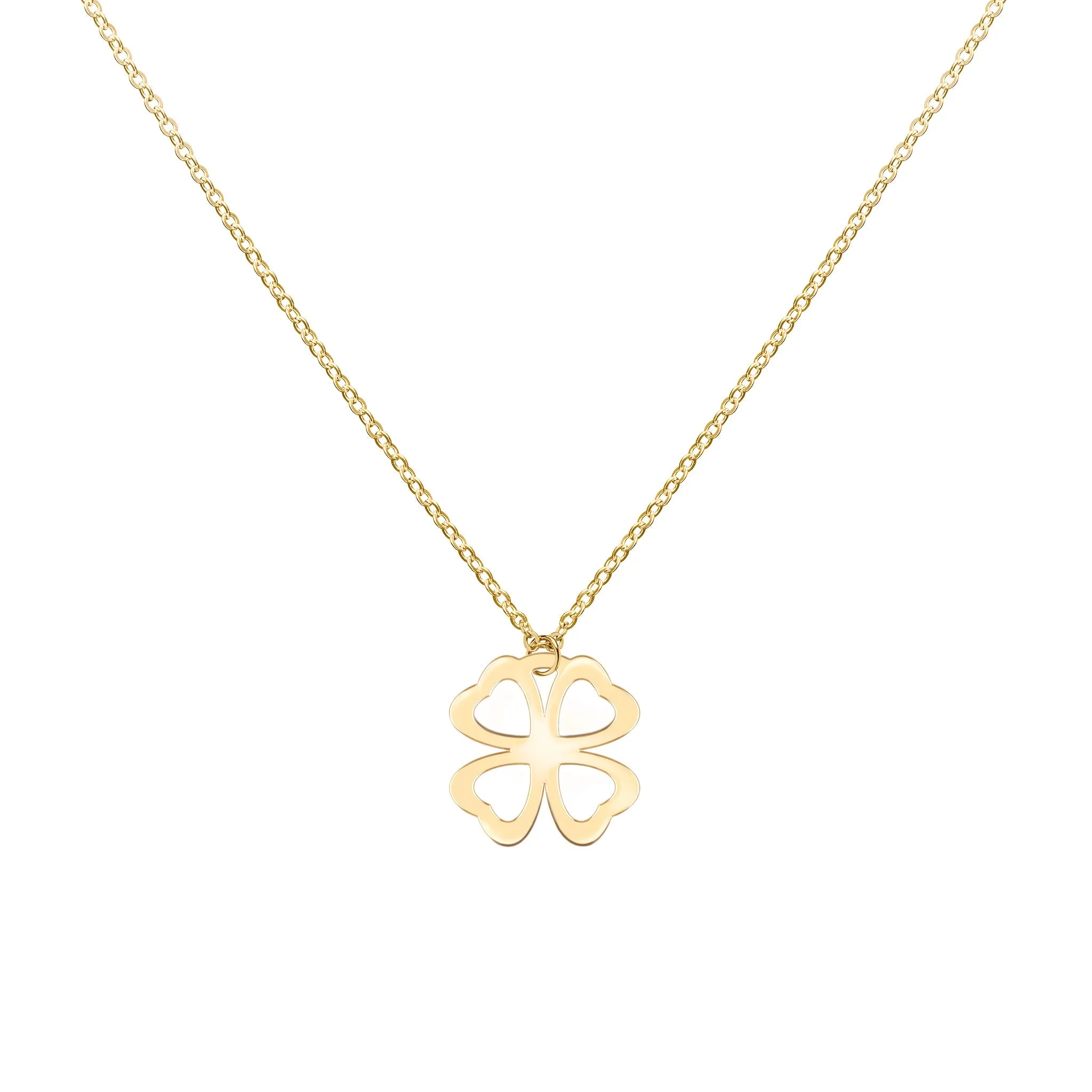 Flat Clover Pendant with Classic Chain in 14k Gold sold by Haverhill