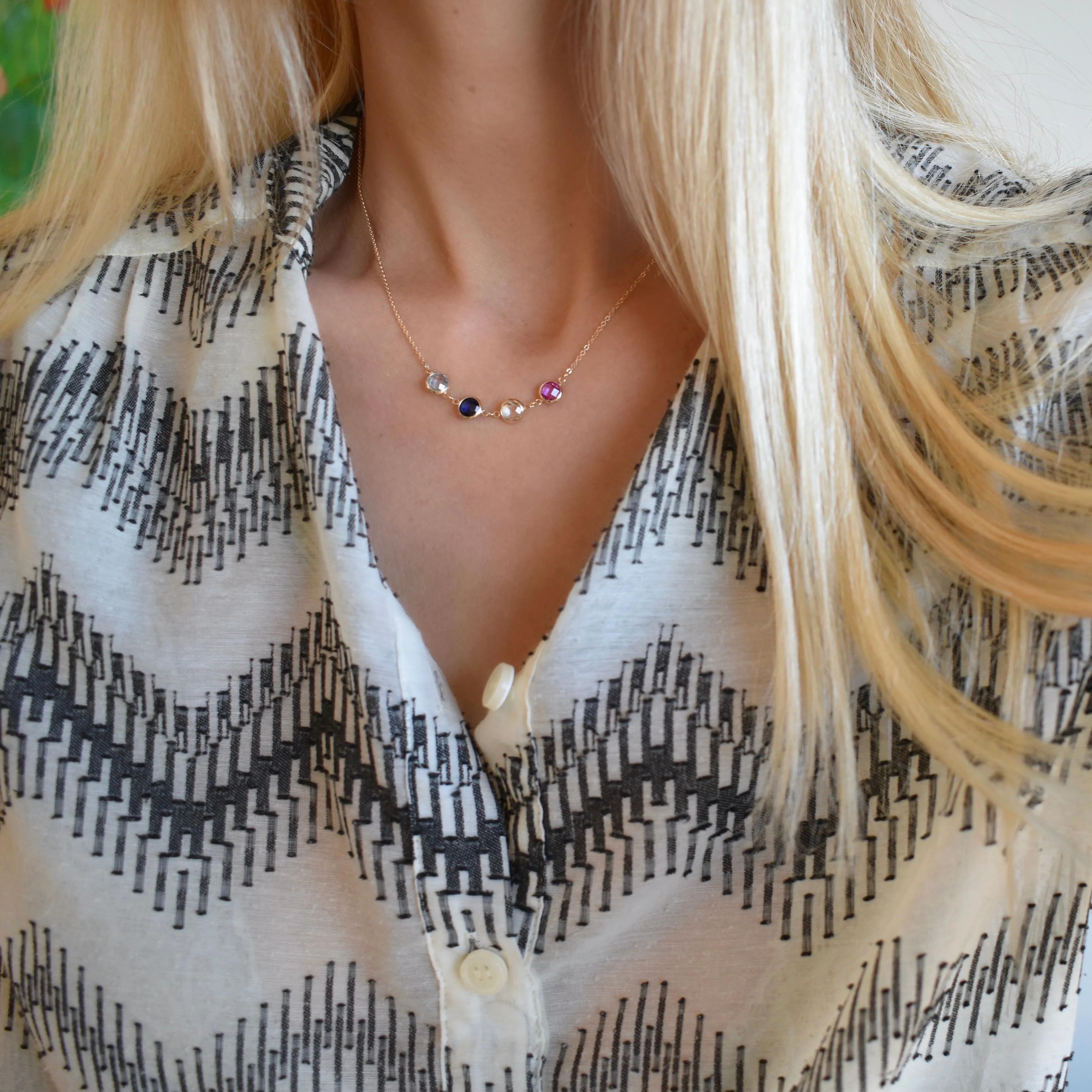 Grand 4 Connected Birthstone Necklace in 14k Gold sold by Haverhill product image thumbnail 3