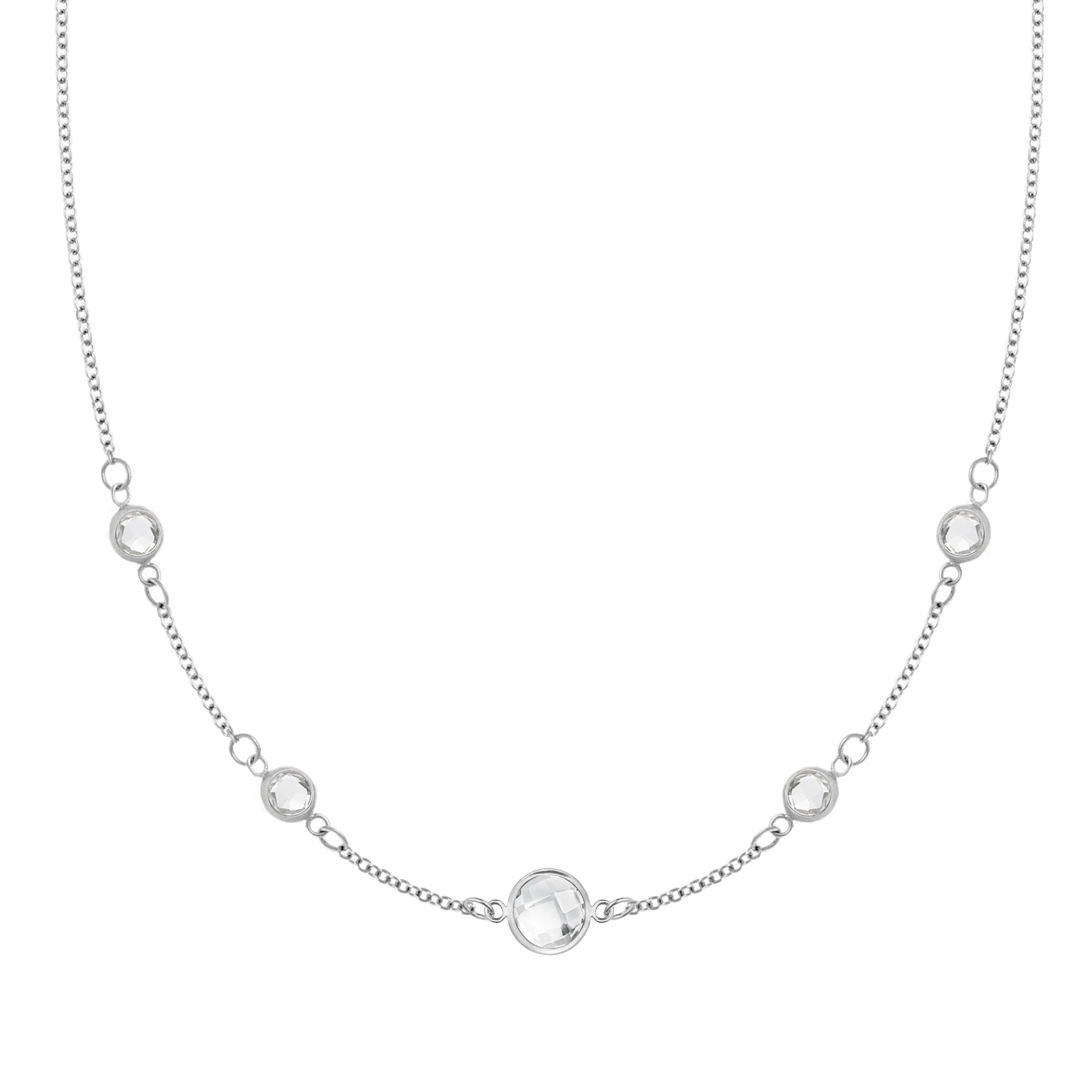 1 Grand & 4 Petite White Topaz Necklace in 14k Gold (April) sold by Haverhill product image thumbnail 5