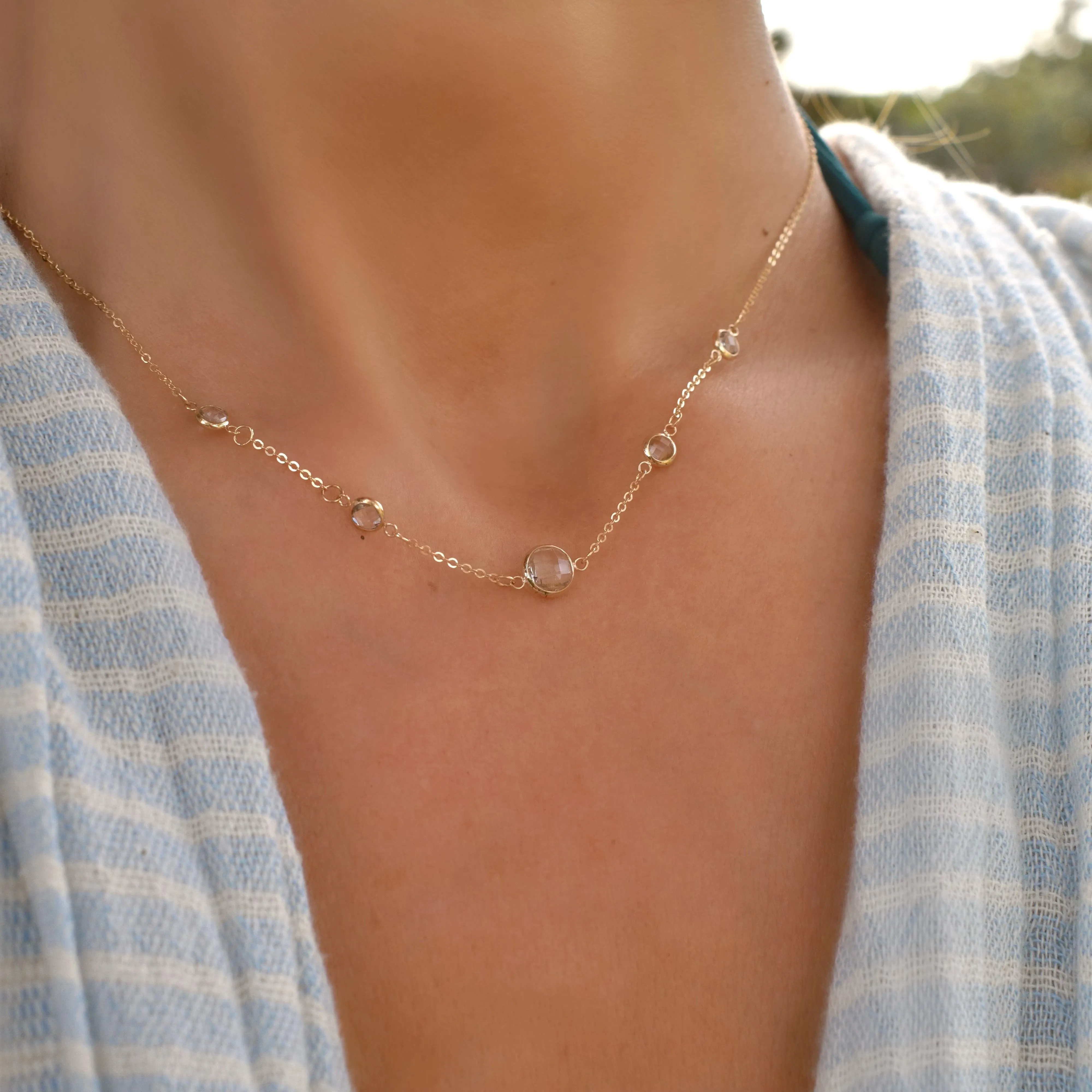 1 Grand & 4 Petite White Topaz Necklace in 14k Gold (April) sold by Haverhill product image thumbnail 3