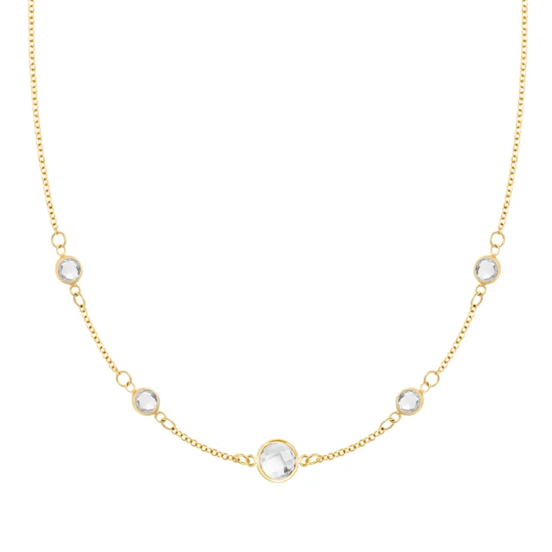 1 Grand & 4 Petite White Topaz Necklace in 14k Gold (April) sold by Haverhill