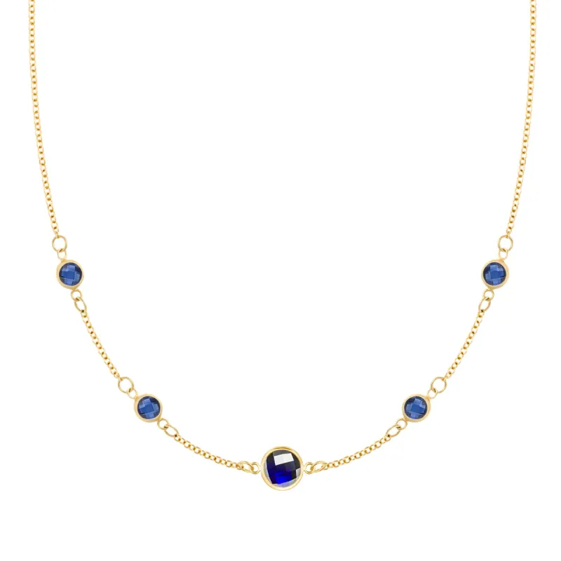1 Grand & 4 Petite Sapphire Necklace in 14k Gold (September) sold by Haverhill