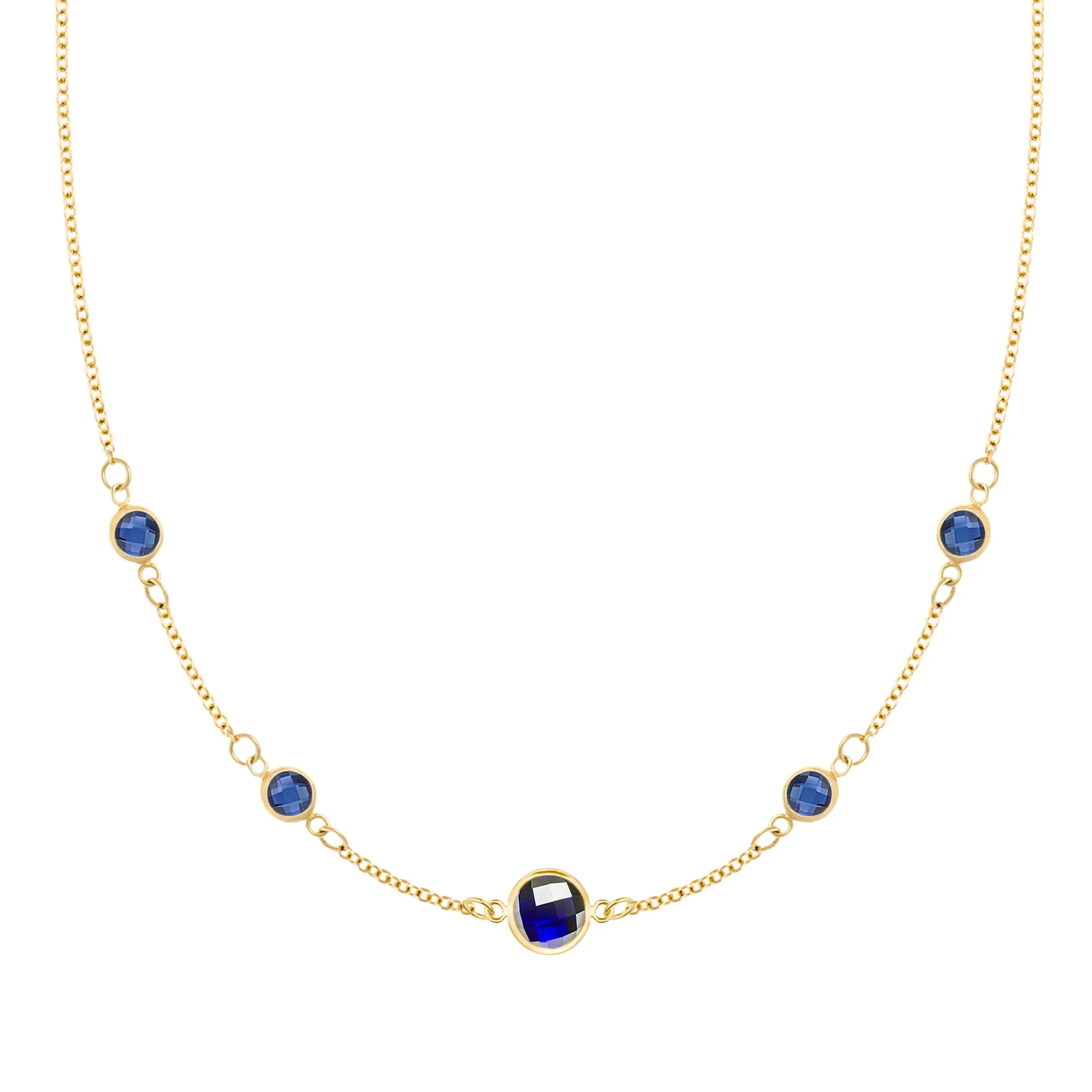 1 Grand & 4 Petite Sapphire Necklace in 14k Gold (September) sold by Haverhill