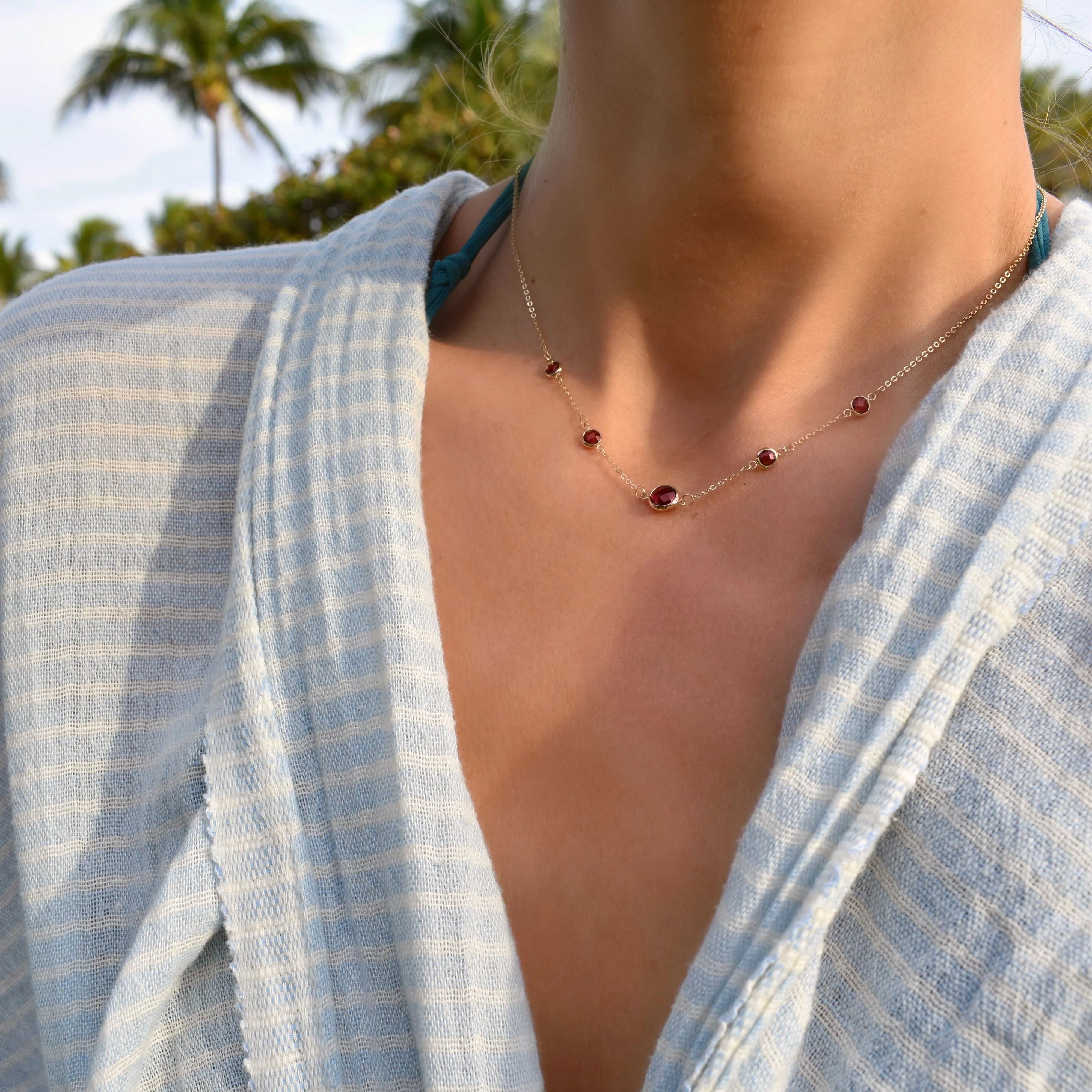 1 Grand & 4 Petite Ruby Necklace in 14k Gold (July) sold by Haverhill product image thumbnail 2