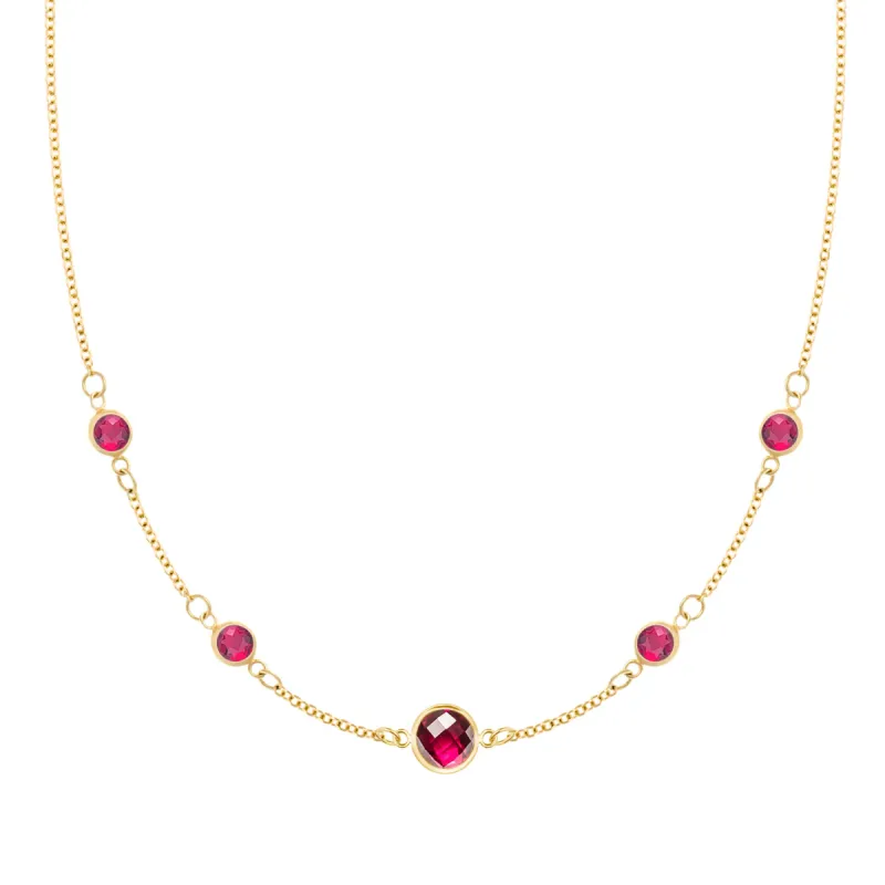 1 Grand & 4 Petite Ruby Necklace in 14k Gold (July) sold by Haverhill