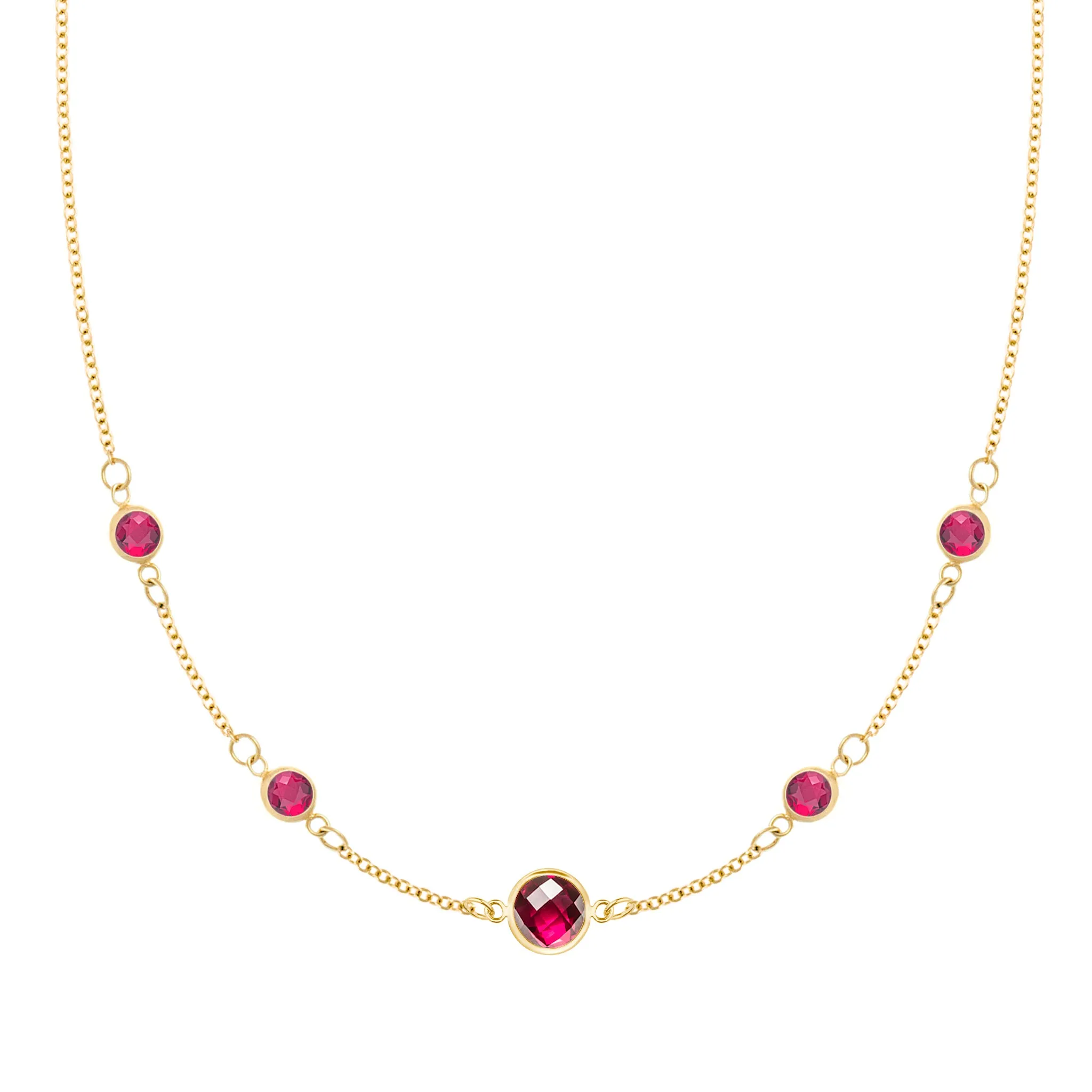 1 Grand & 4 Petite Ruby Necklace in 14k Gold (July) sold by Haverhill